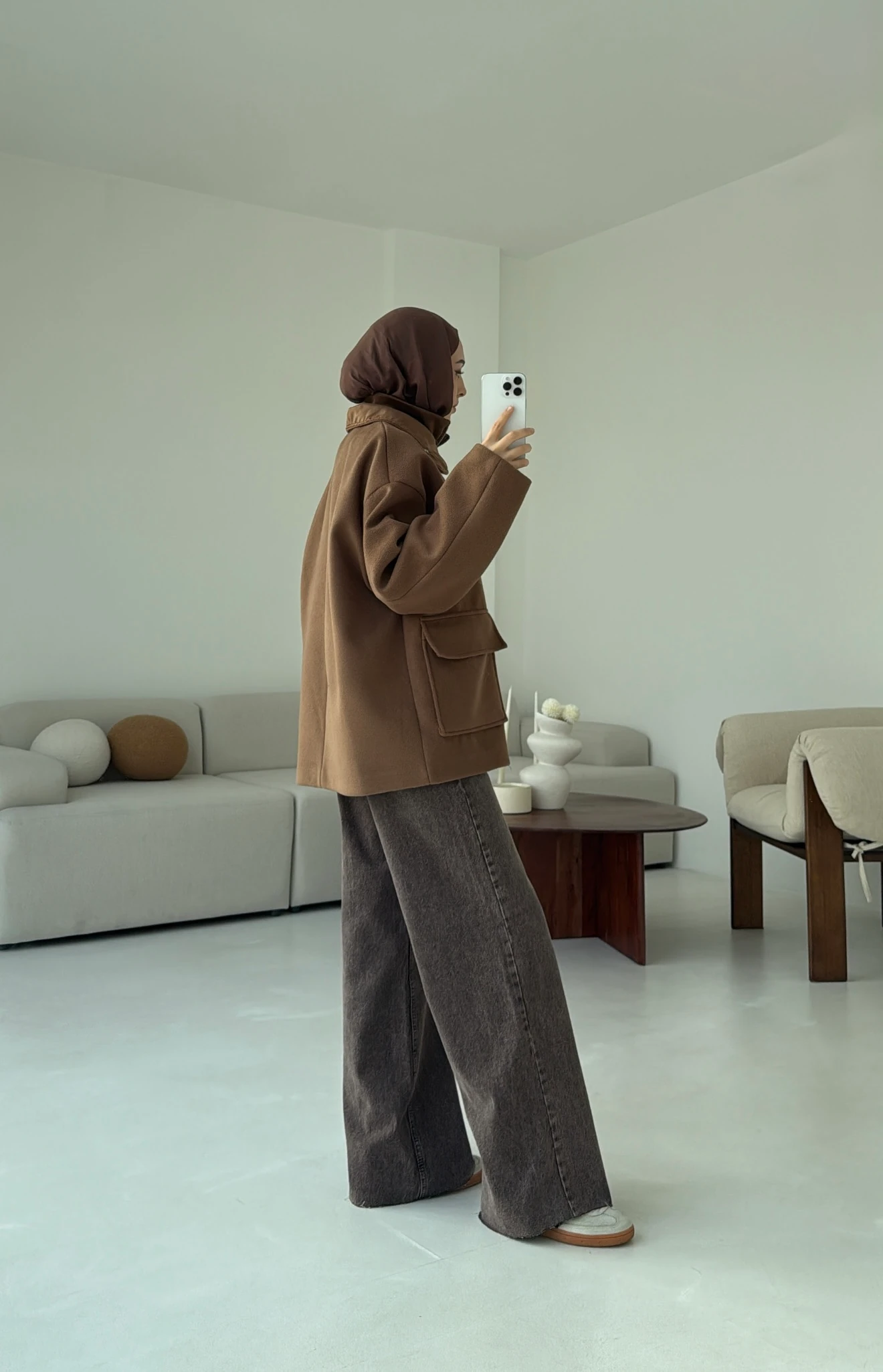 Klapalı Tasarım Kaban Kestane Kahve