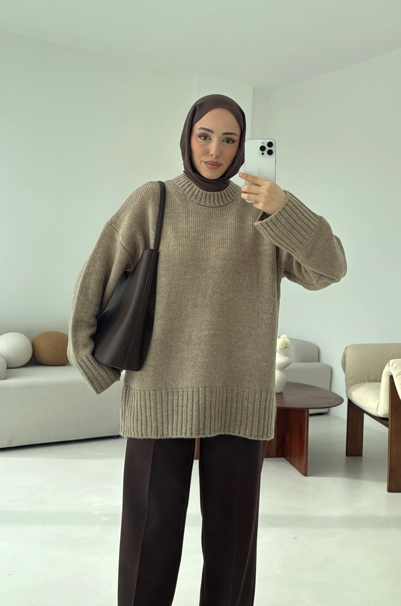 Oversize Soft Triko Kazak Vizon