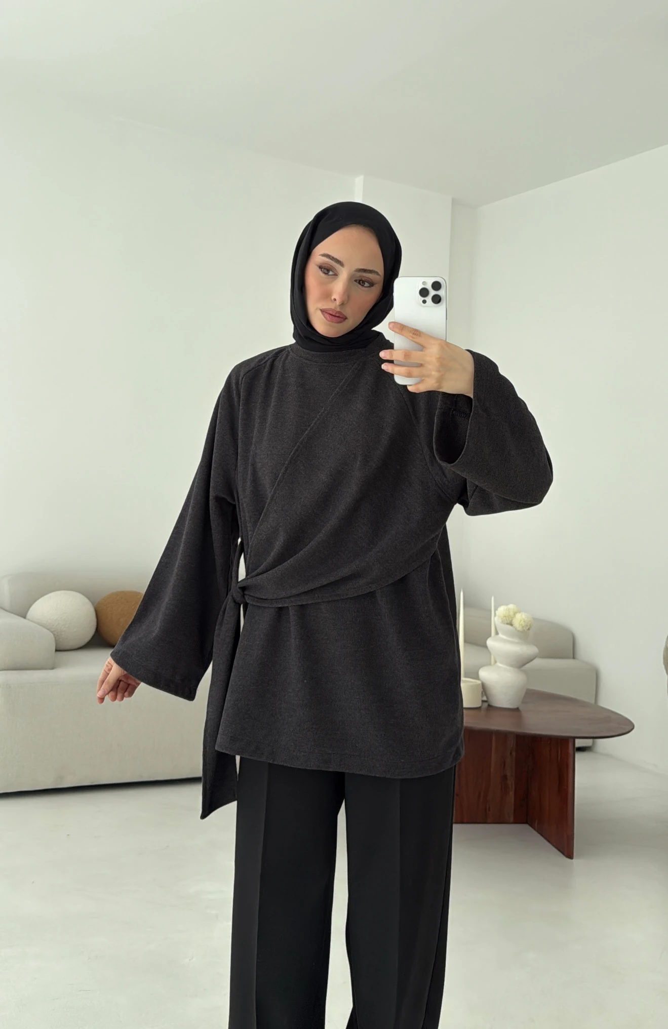 Yandan Şallı Tunik Antrasit 