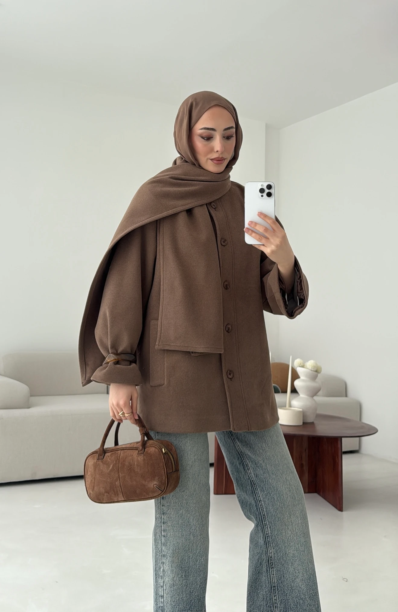 Hakim Yaka Atkılı Ceket/Kaban Camel