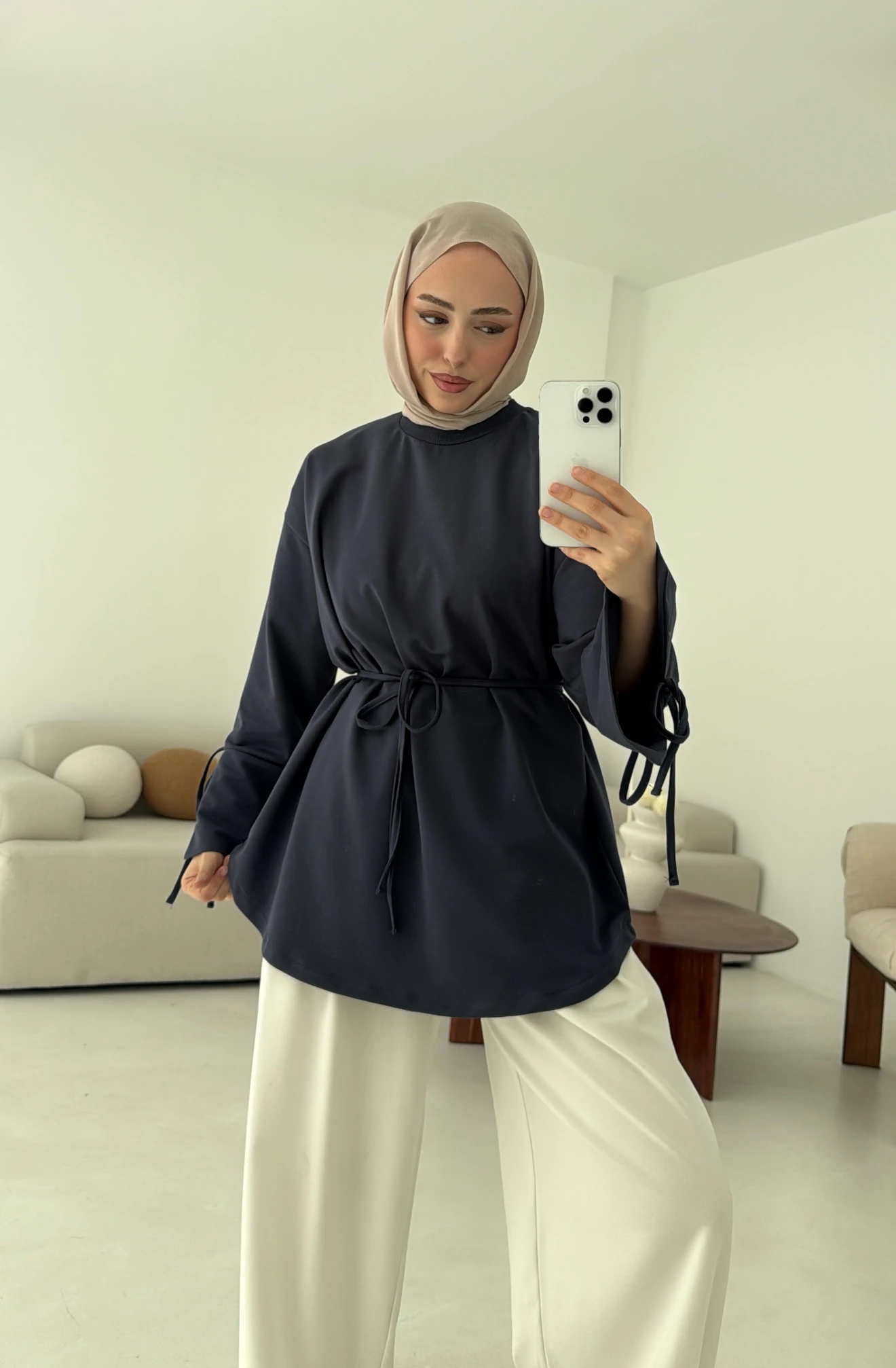 Manşeti Yırtmaçlı Sweat Antrasit