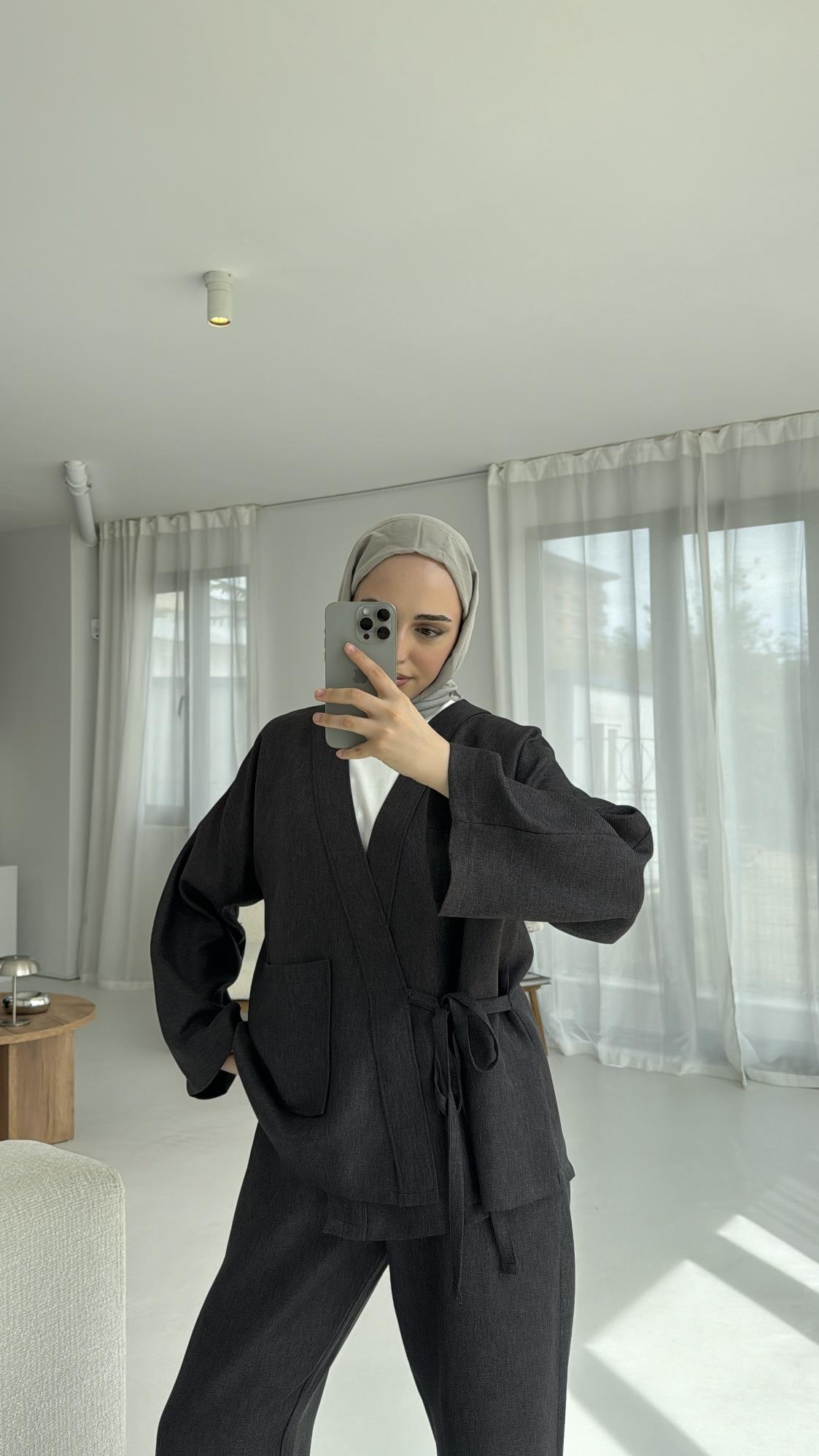 Tek Cepli Mevsimlik Takım Koyu Antrasit