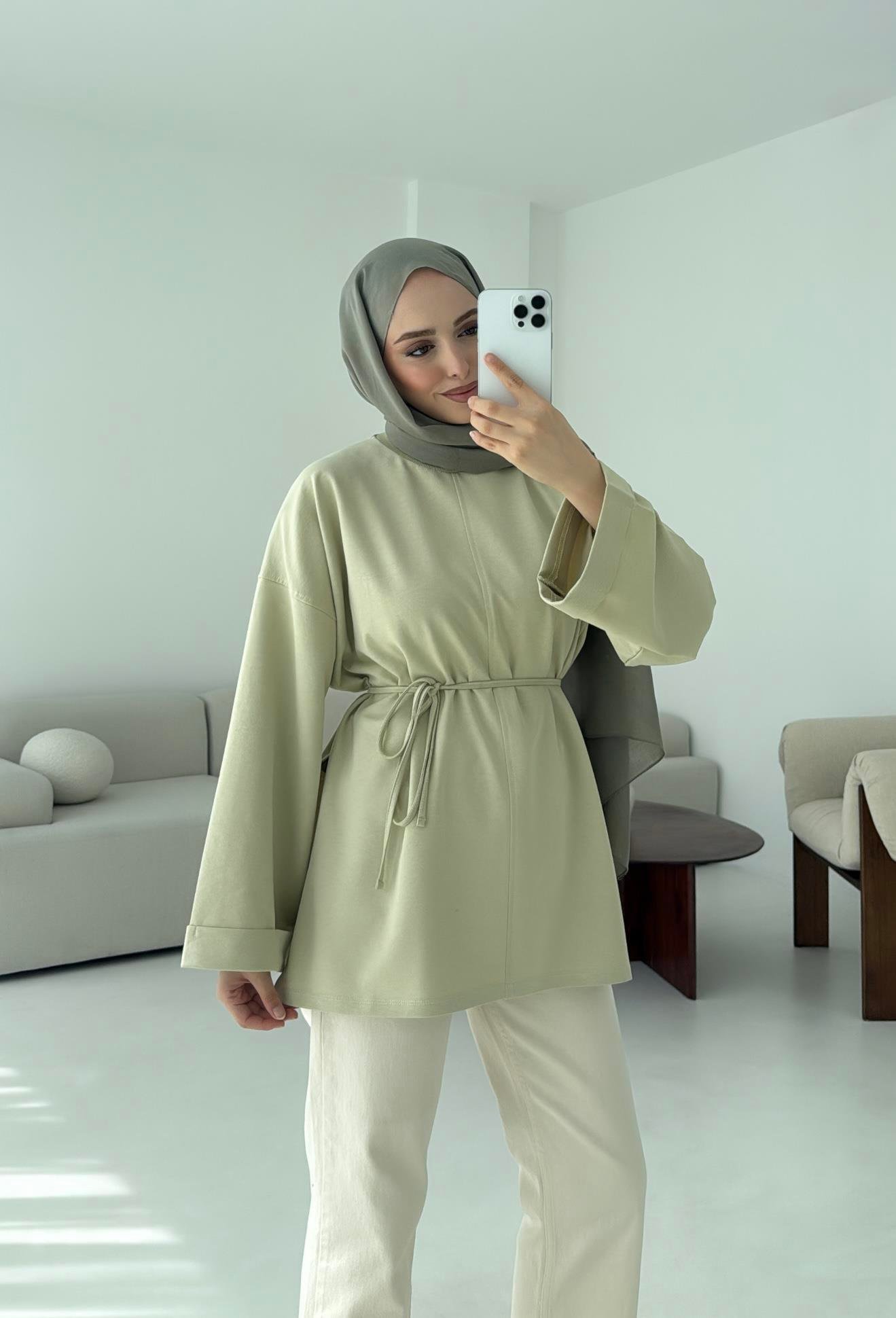 Bağlamalı Yanı Yırtmaç Detay Sweat Cagla