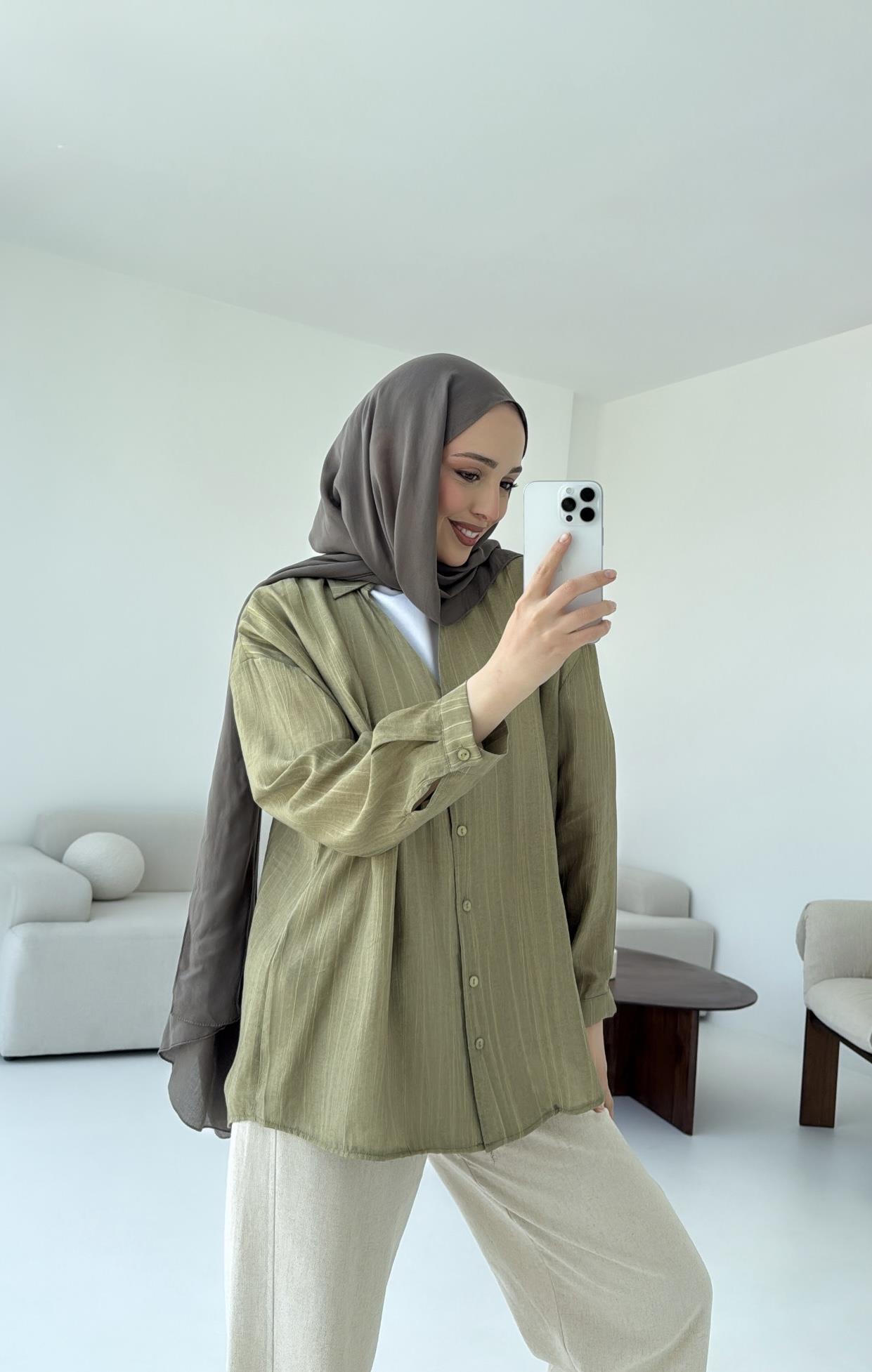 V Yaka Salaş Gömlek Yeşil