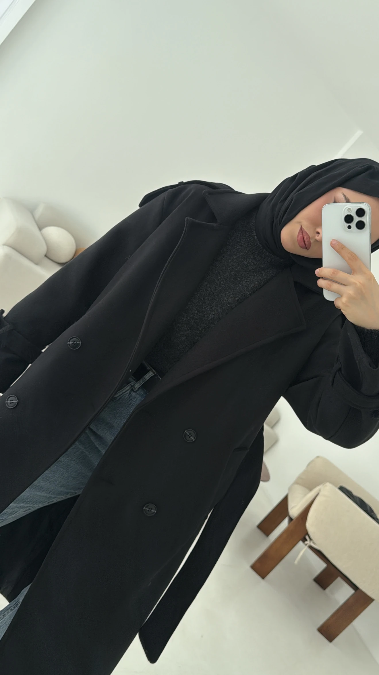 Premium Uzun Kaşe Kaban Siyah