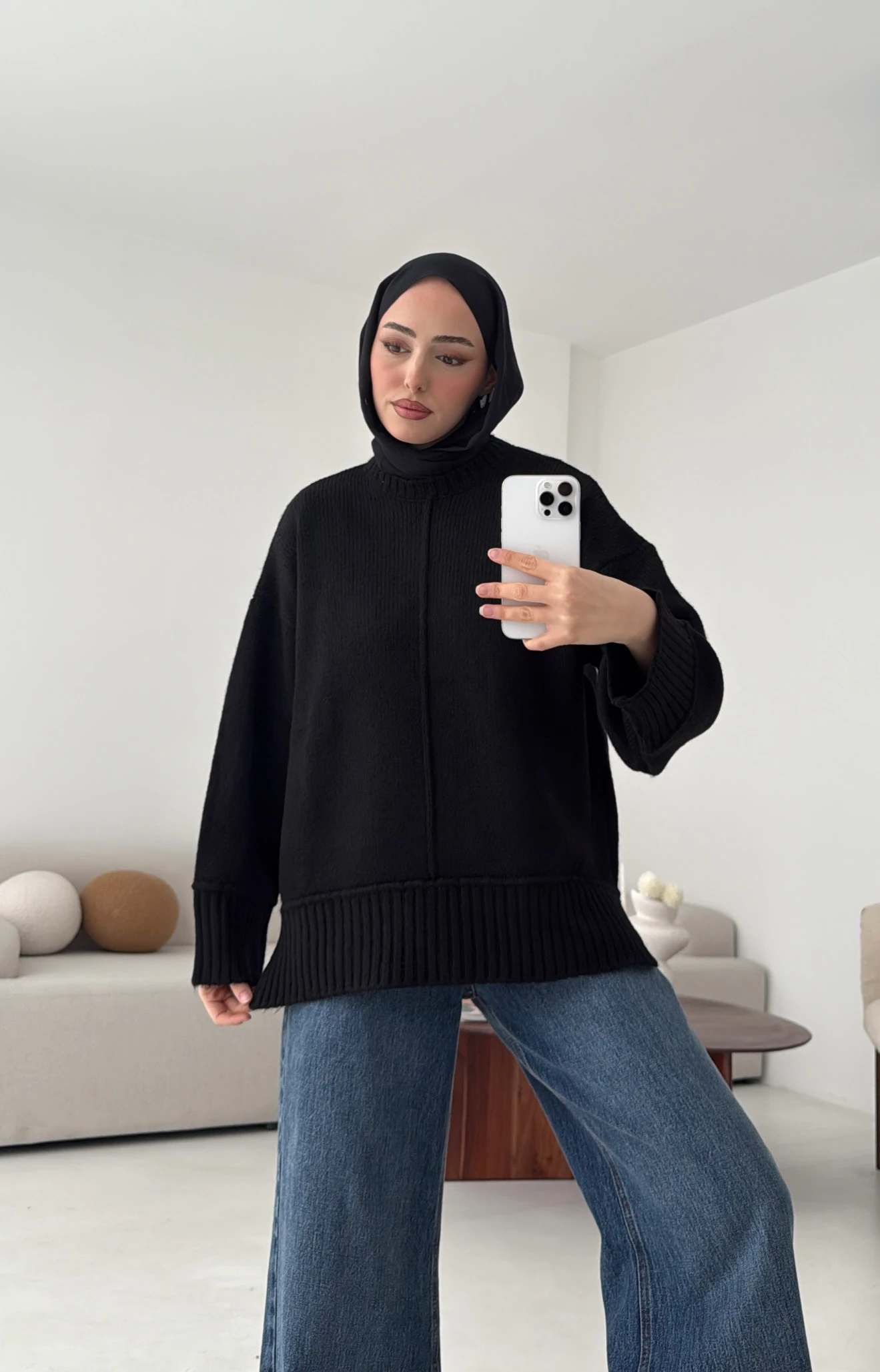 Kalın Manşet Kazak Siyah