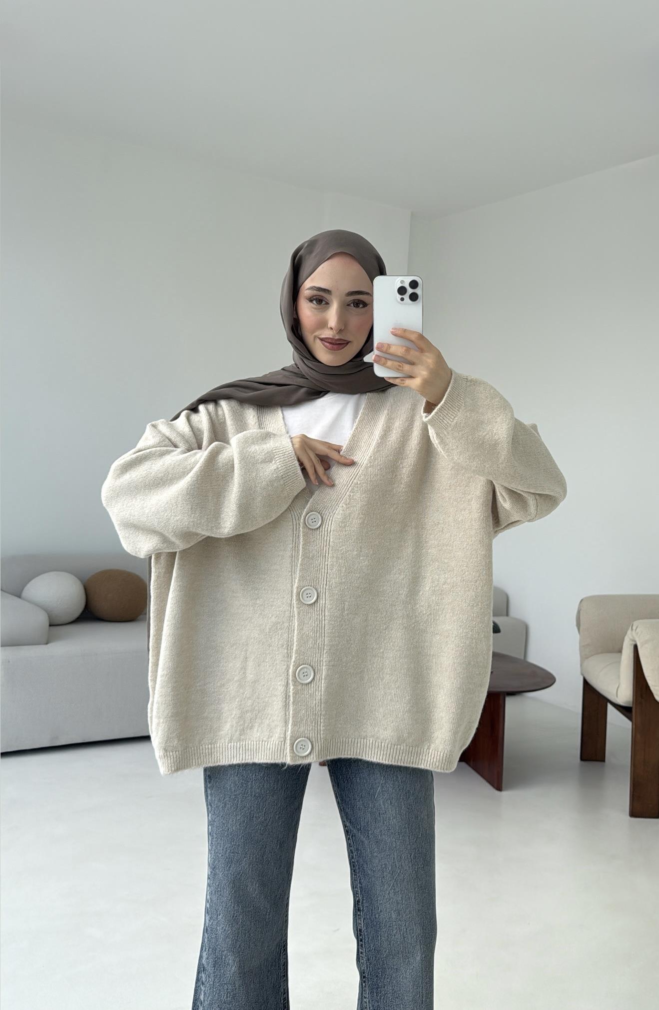 Oversize Yünlü Kazak Taş