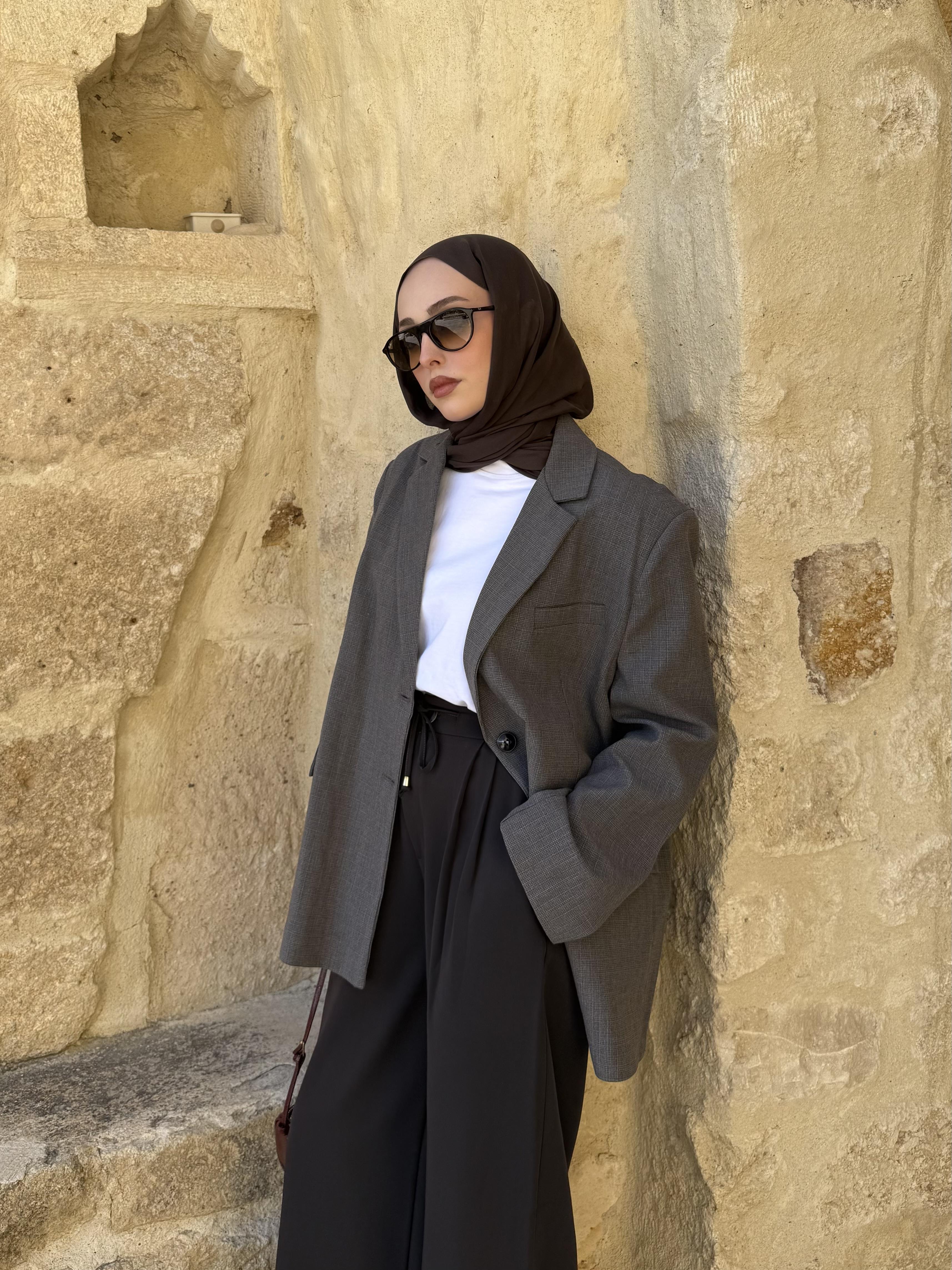 Gri Oversize Blazer Ceket