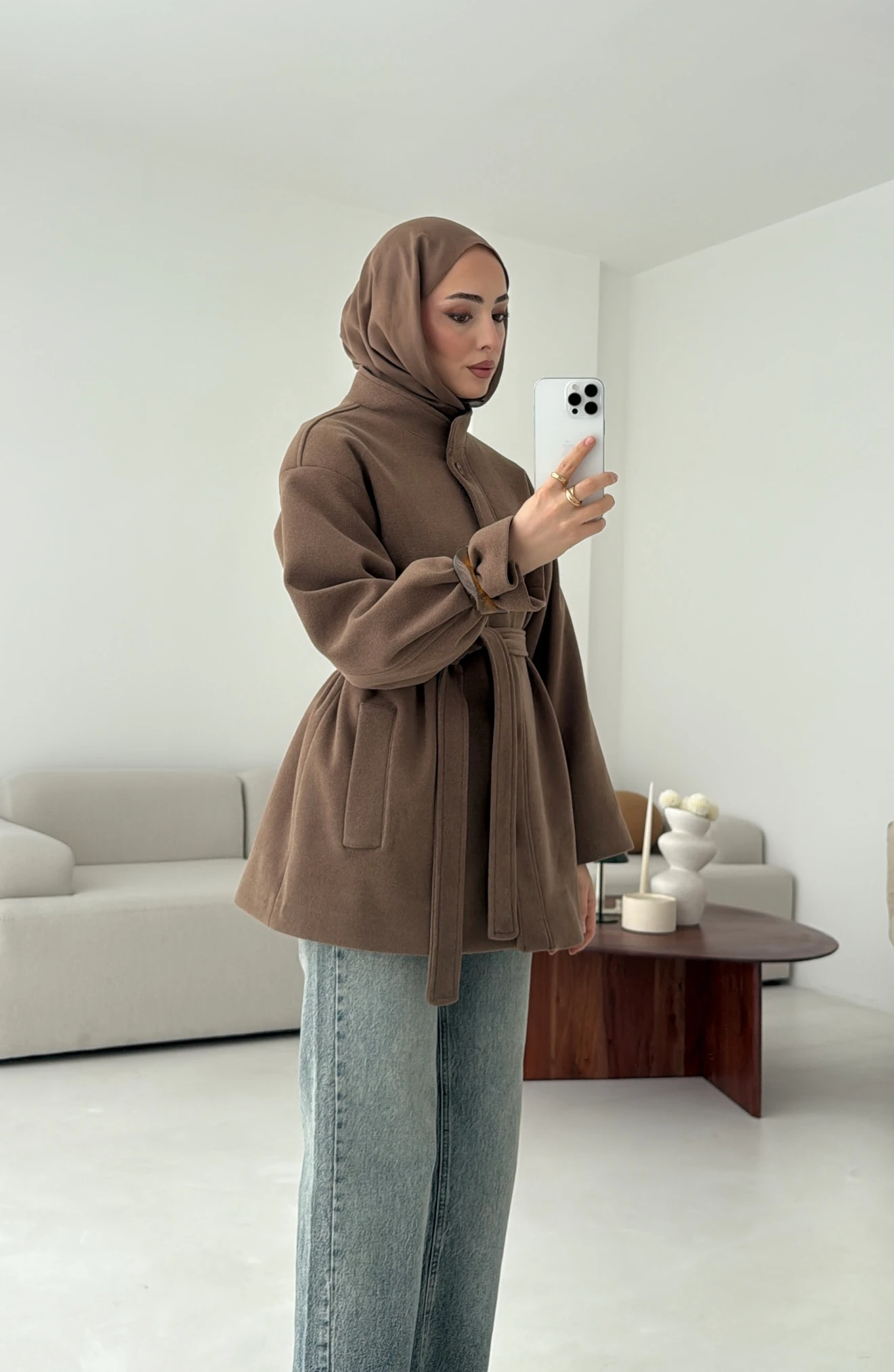 Hakim Yaka Atkılı Ceket/Kaban Camel