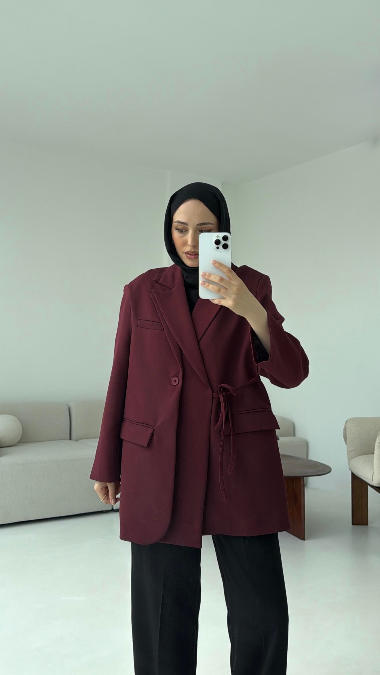 Tasarım Blazer Ceket Bordo