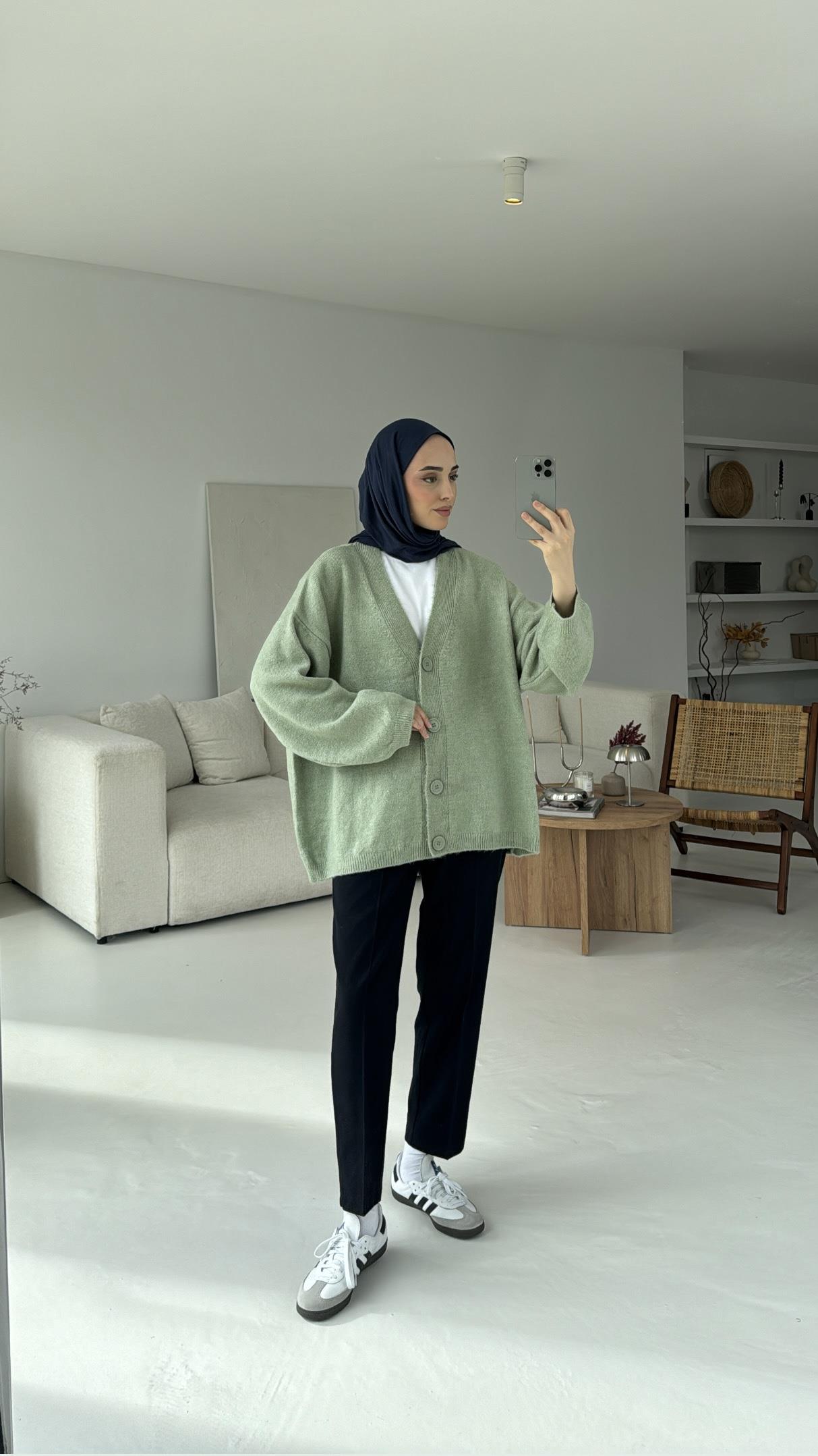 Oversize Yünlü Triko Hırka