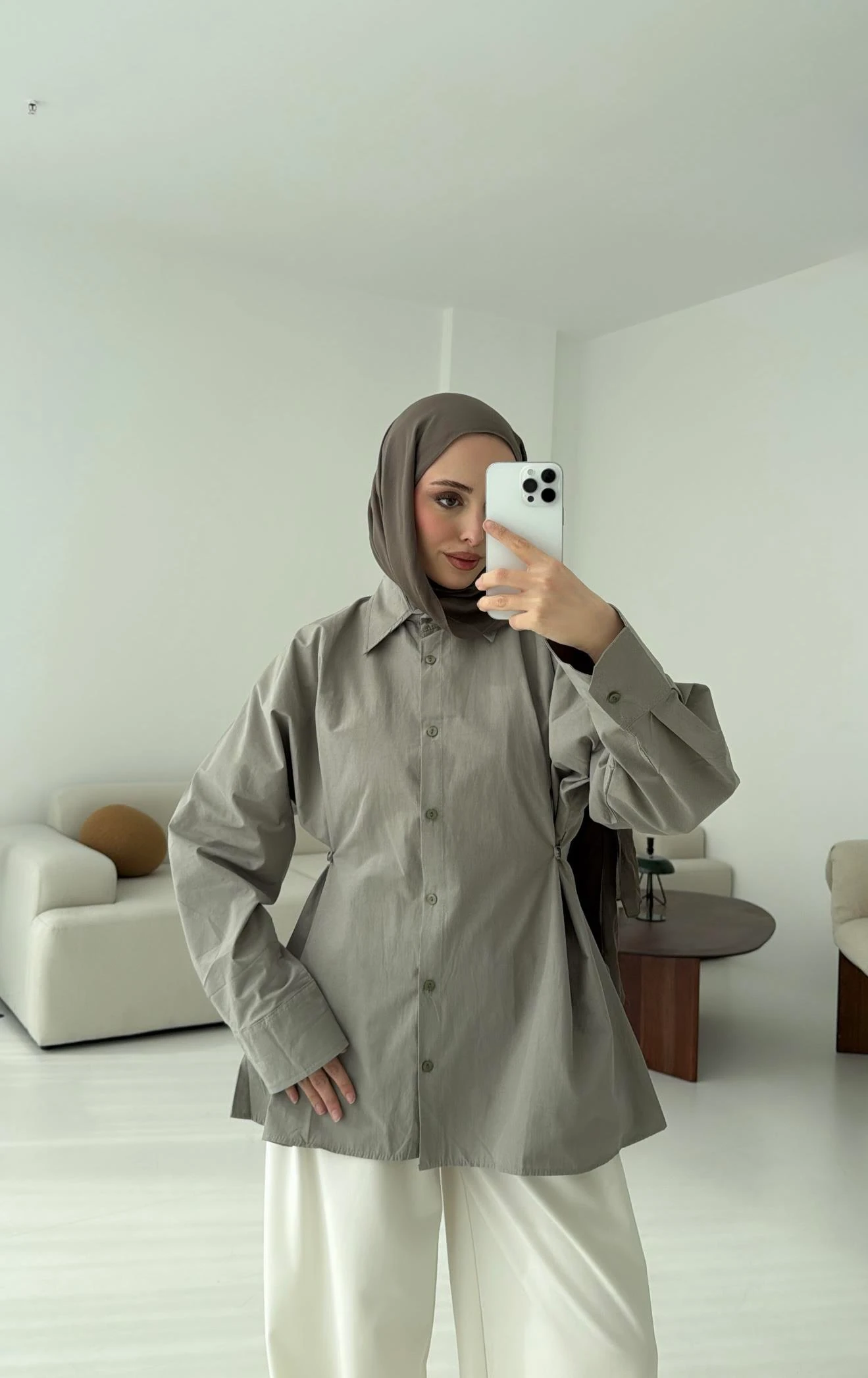 Yanları Düğmeli Gömlek Çağla