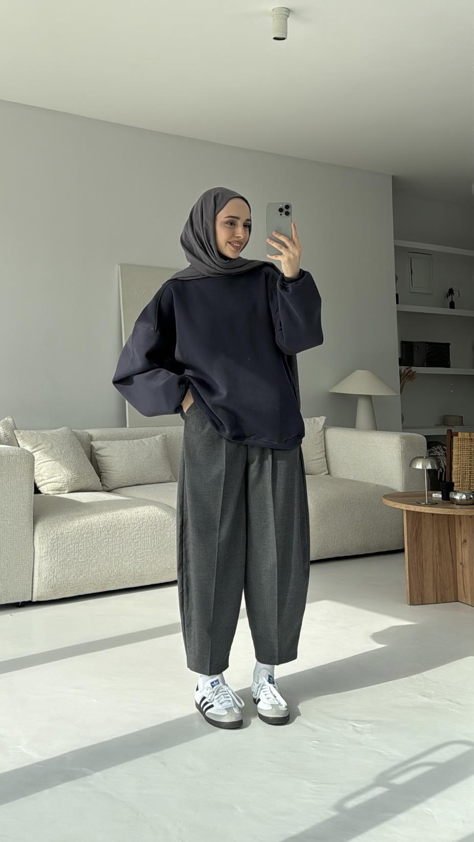 Oversize Antrasit Sweatshırt