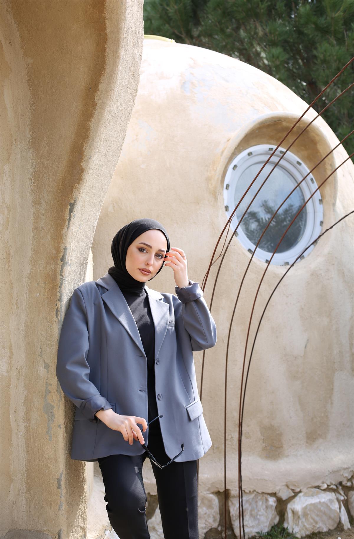 Oversize Kesim Blazer Ceket Antrasit