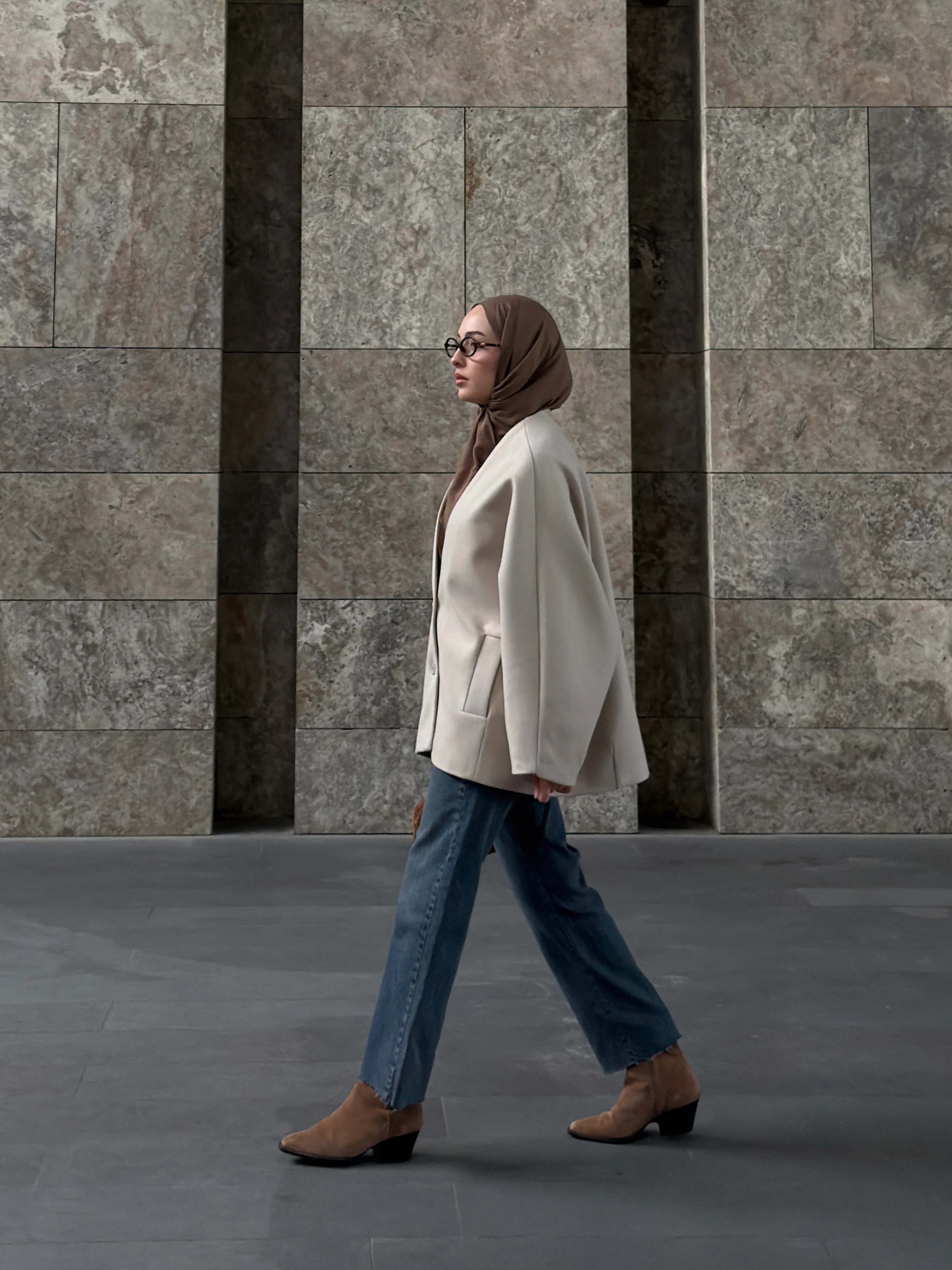 Soft Oversize Kaşe Kaban Taş