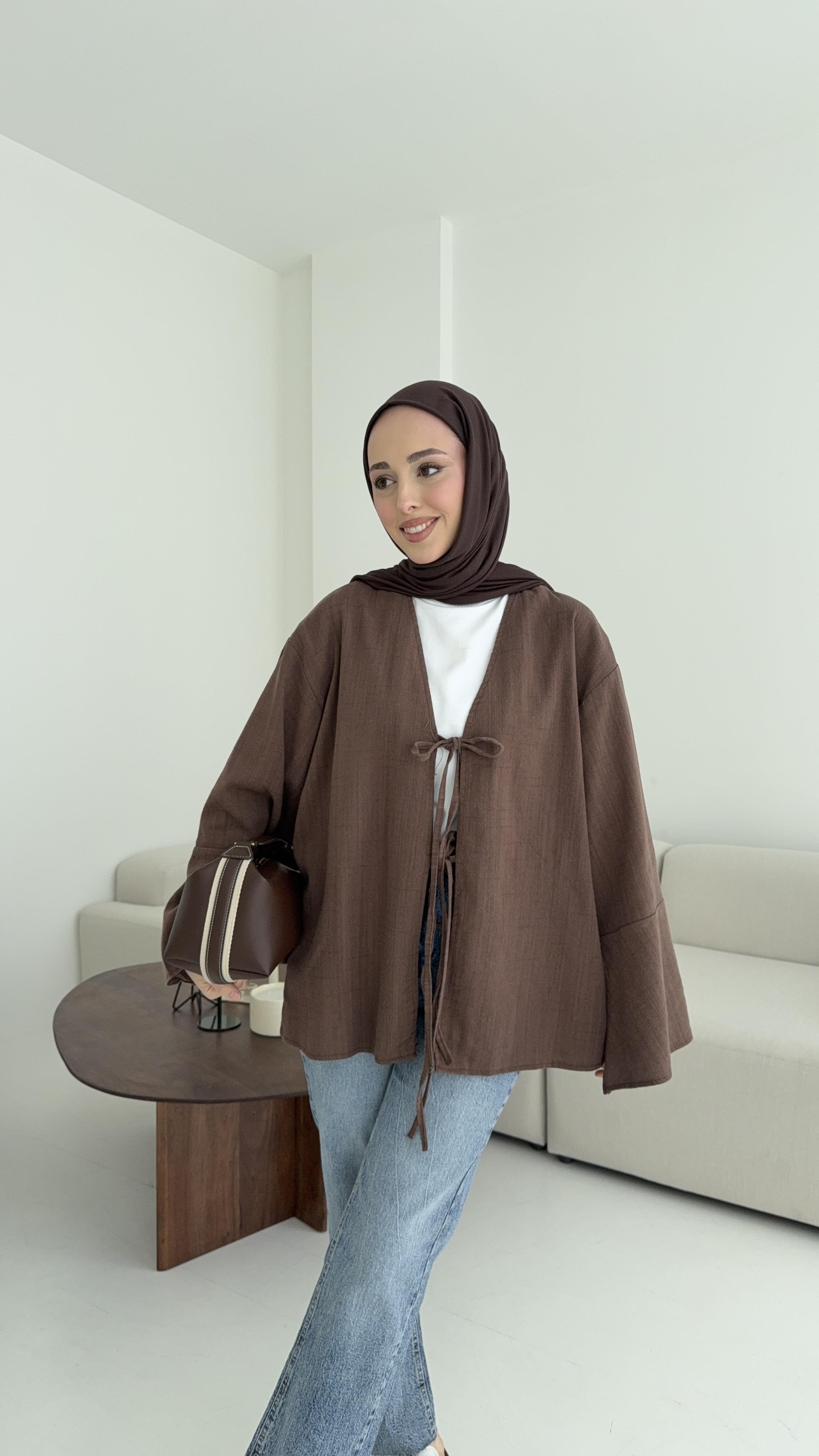 Kol Detay Kimono Kahve