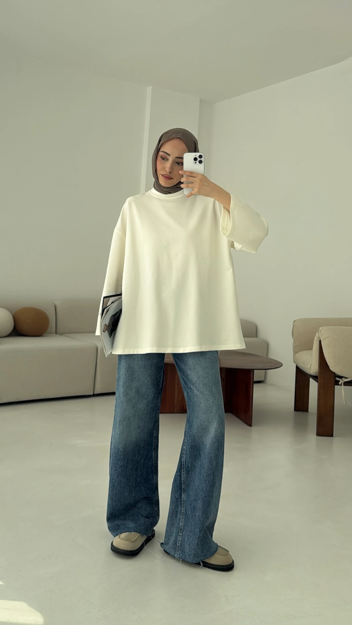 Basic İki İplik Sweat Beyaz