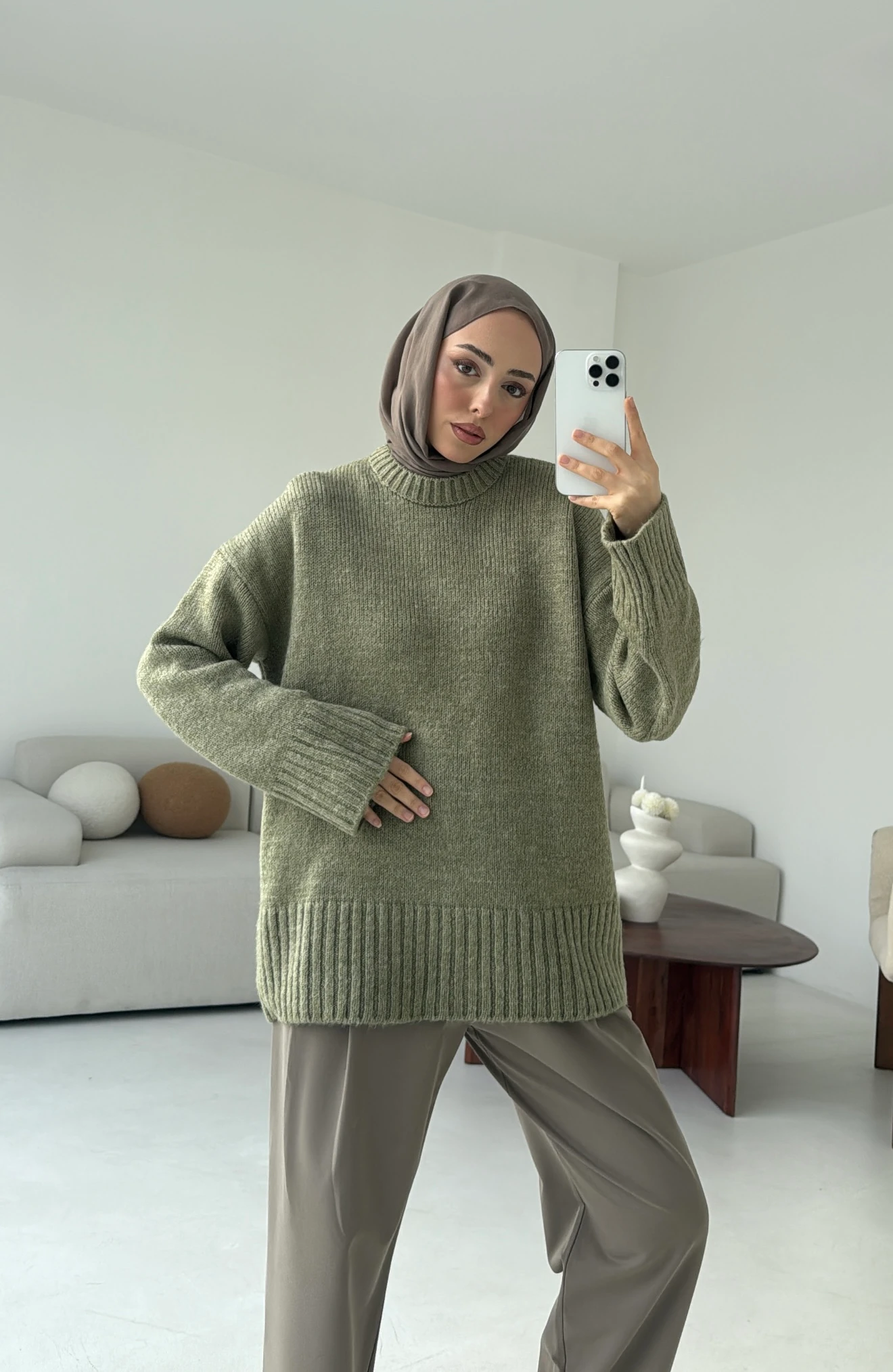 Oversize Soft Triko Kazak Soft Yeşil