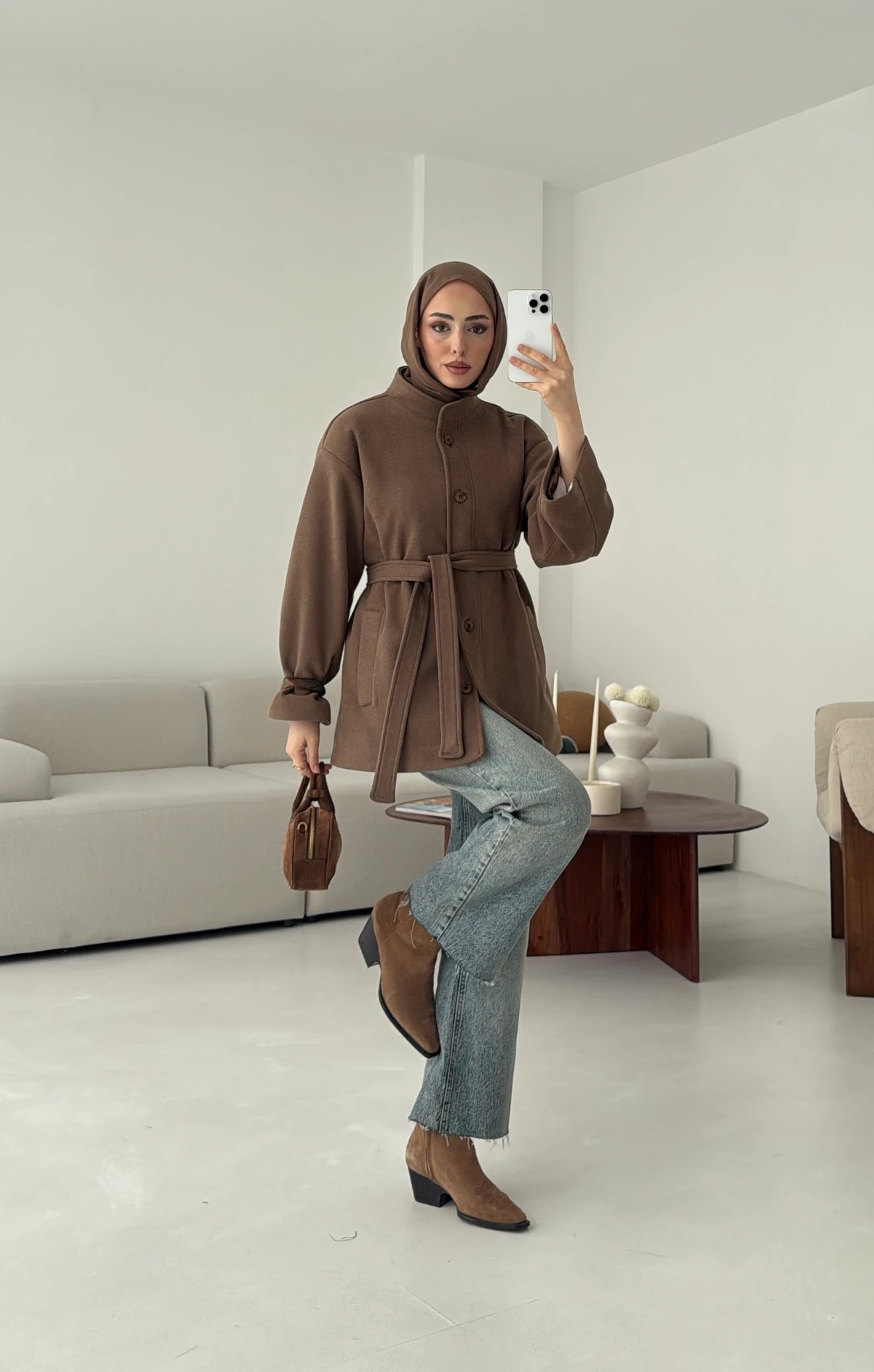 Hakim Yaka Atkılı Ceket/Kaban Camel