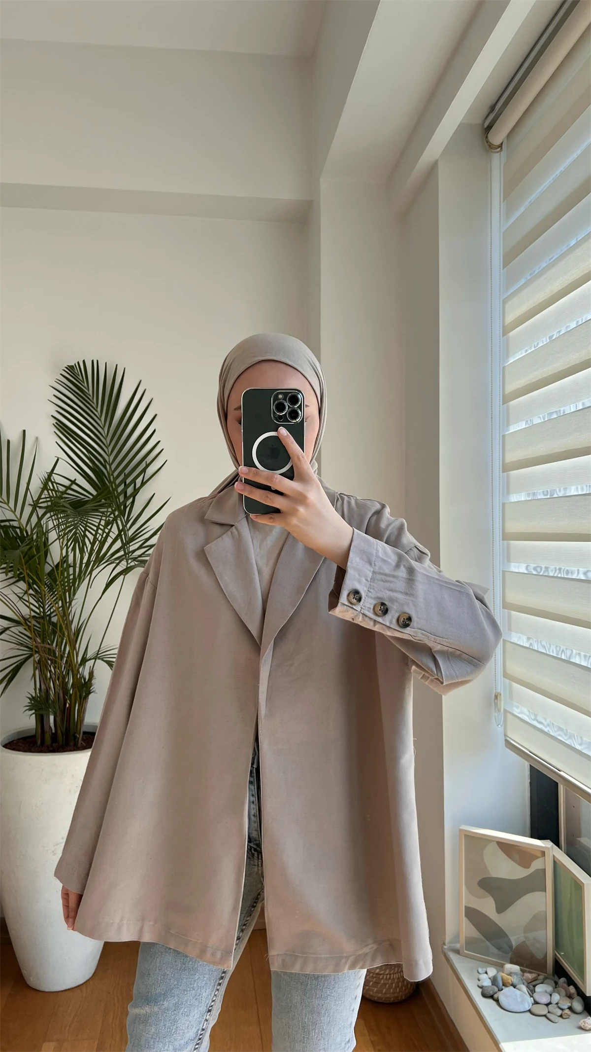 Kruvaze Yazlık Ceket Vizon