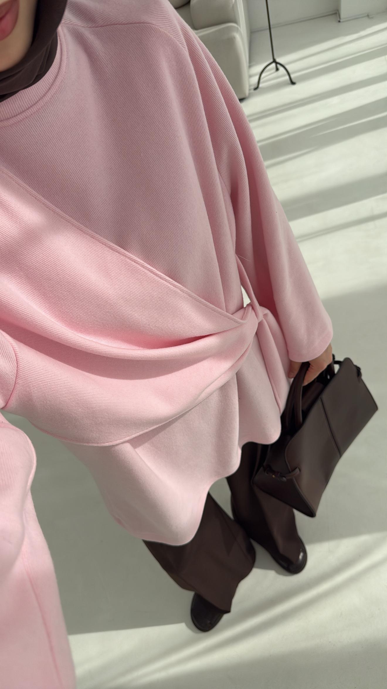Yandan Şallı Tunik Pembe