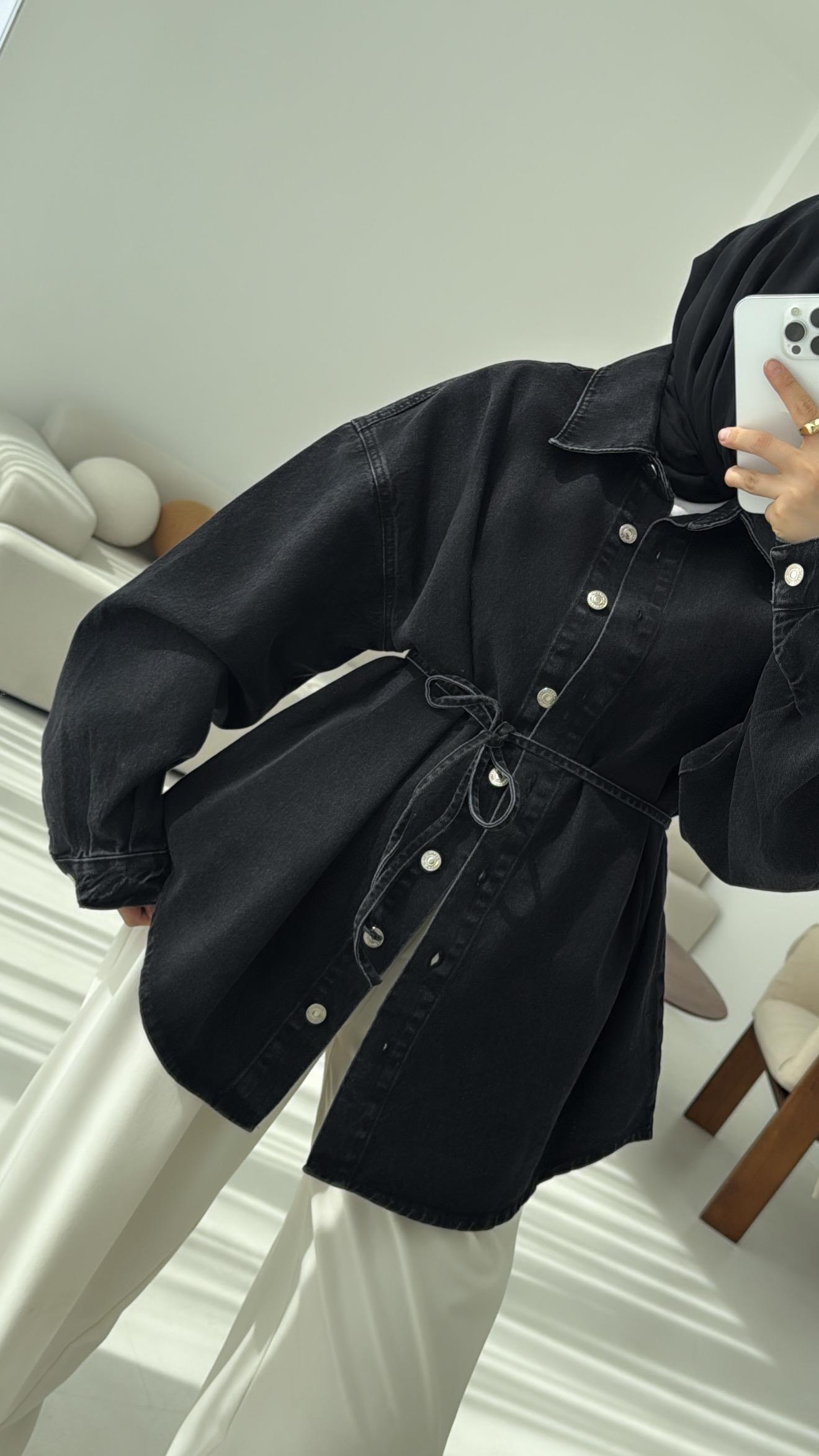 Yıkamalı Siyah Denim Ceket
