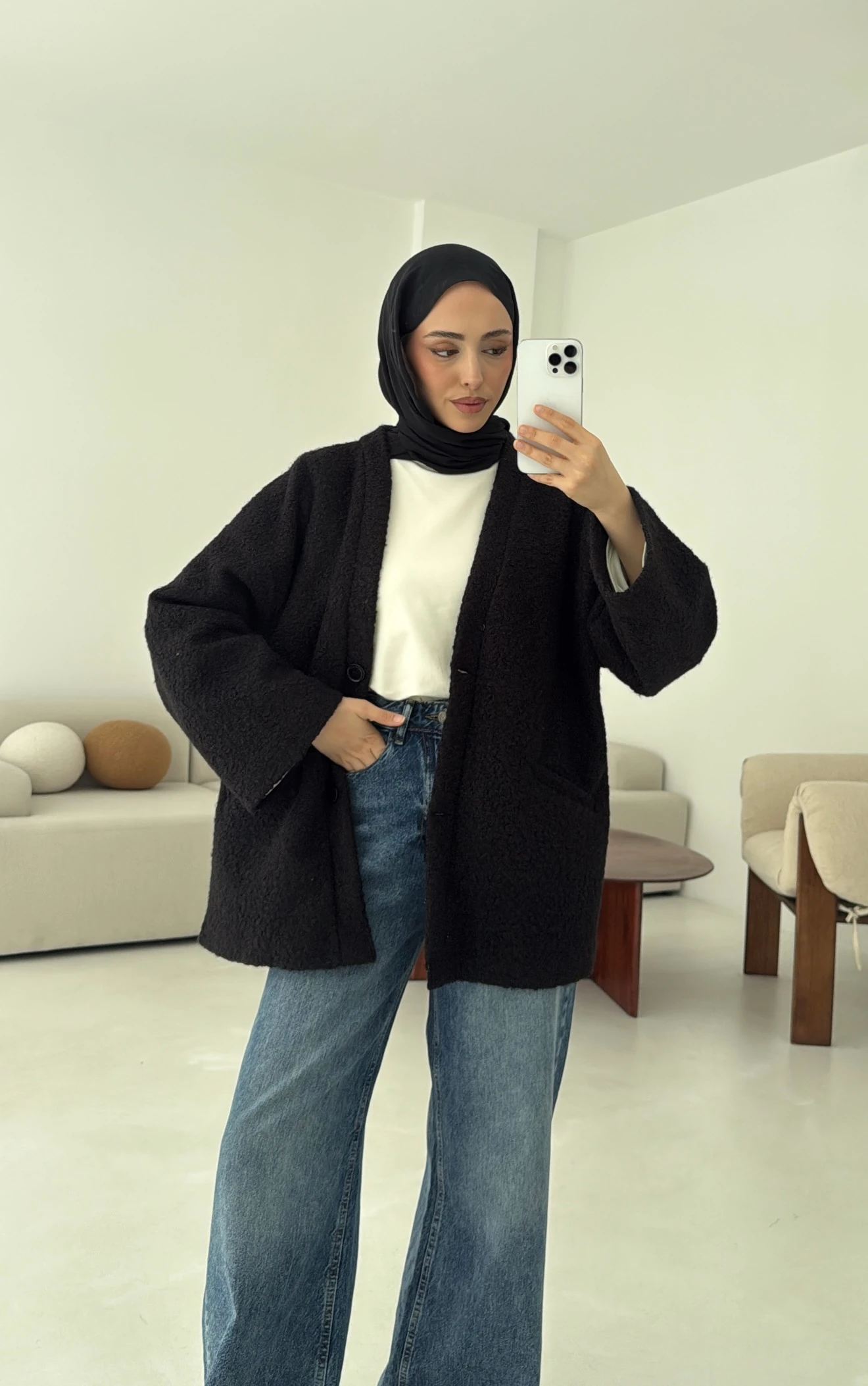 Kemerli Buklet Ceket Siyah