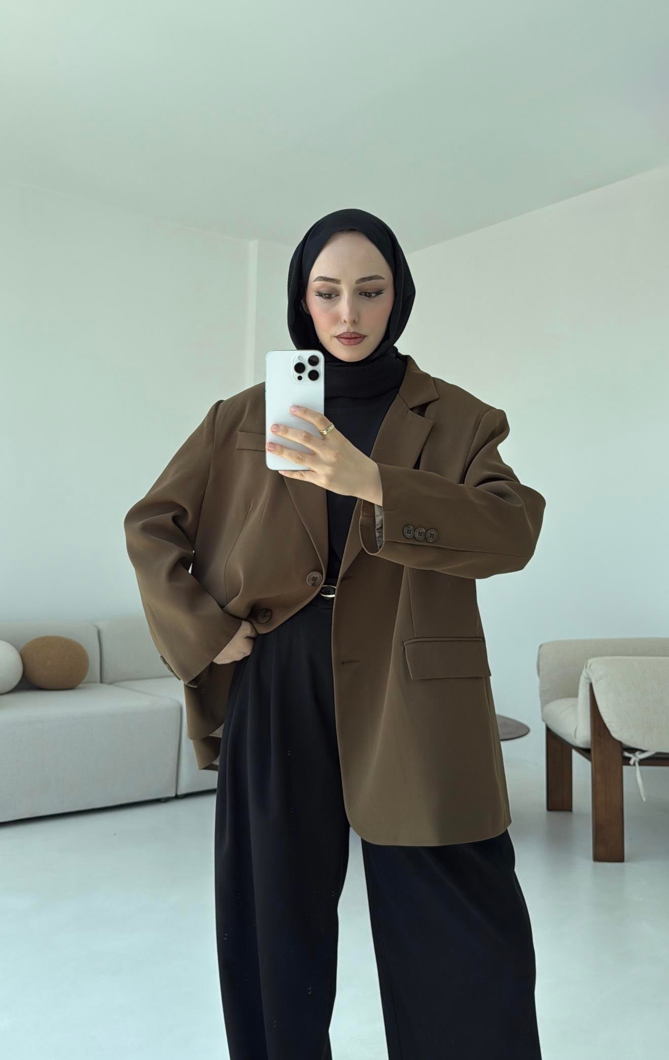 Çift Dügmeli Oversize Blazer Ceket