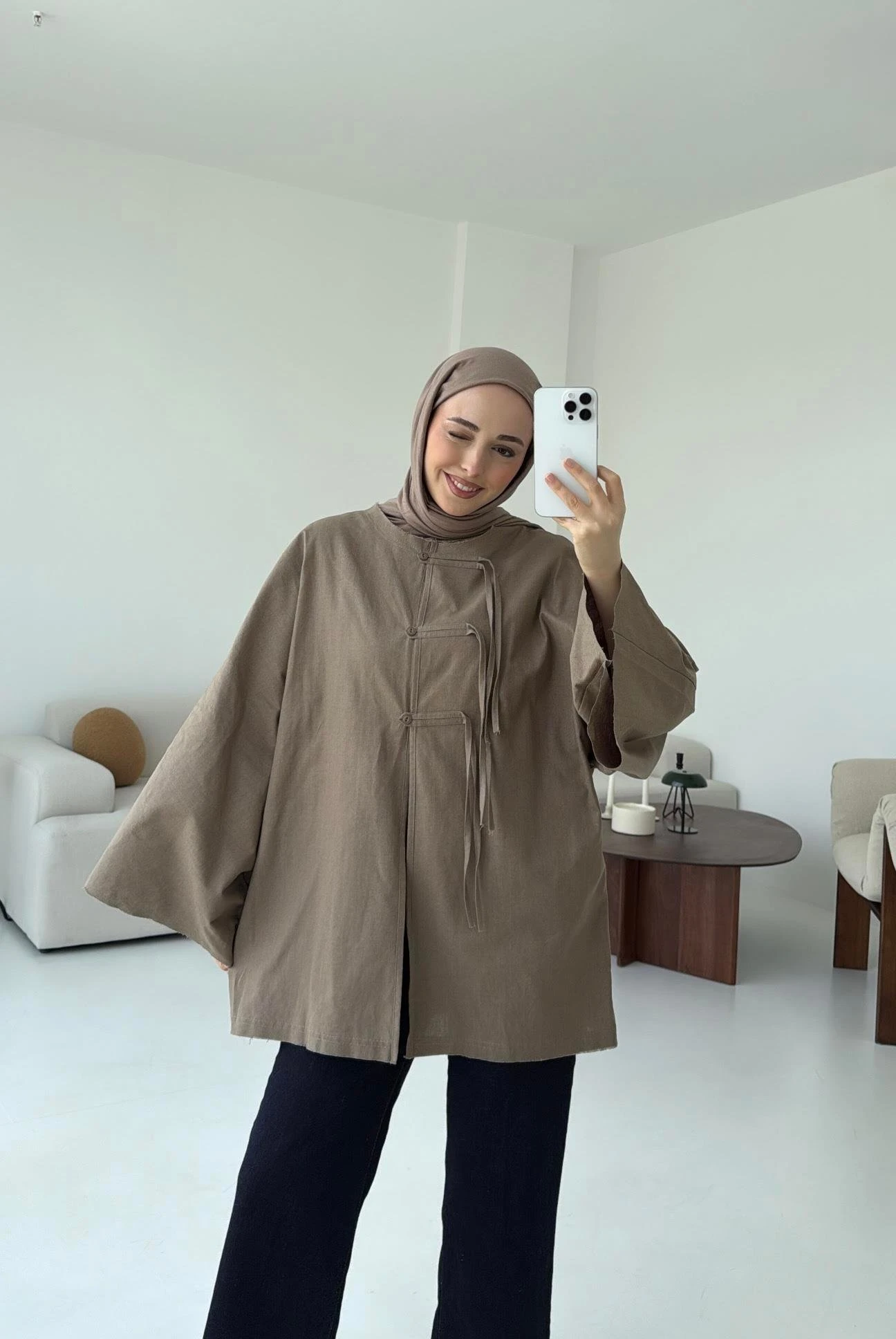 Geniş Kol Kimono Vizon