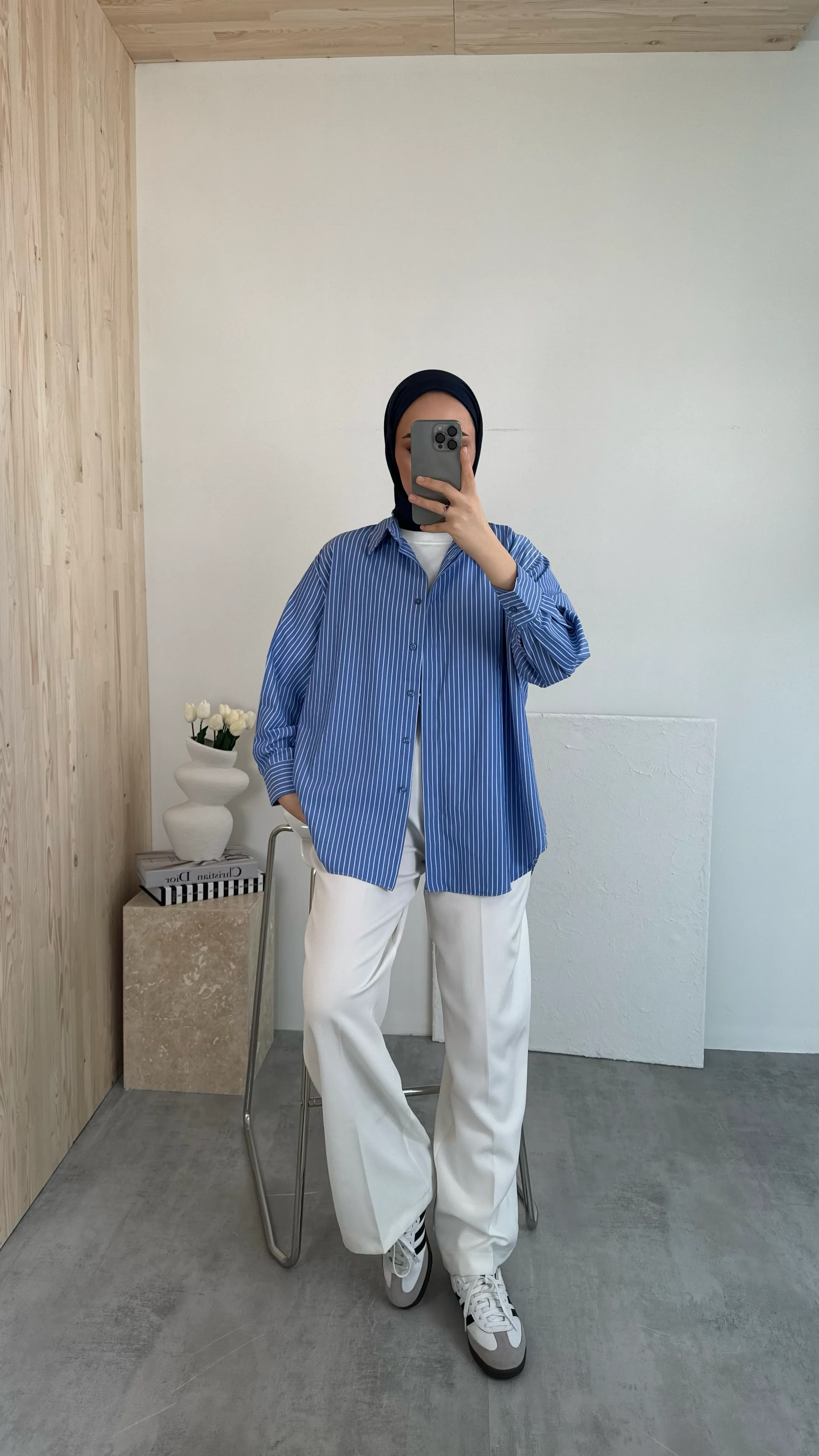 Chery Çizgili Gömlek Mavi