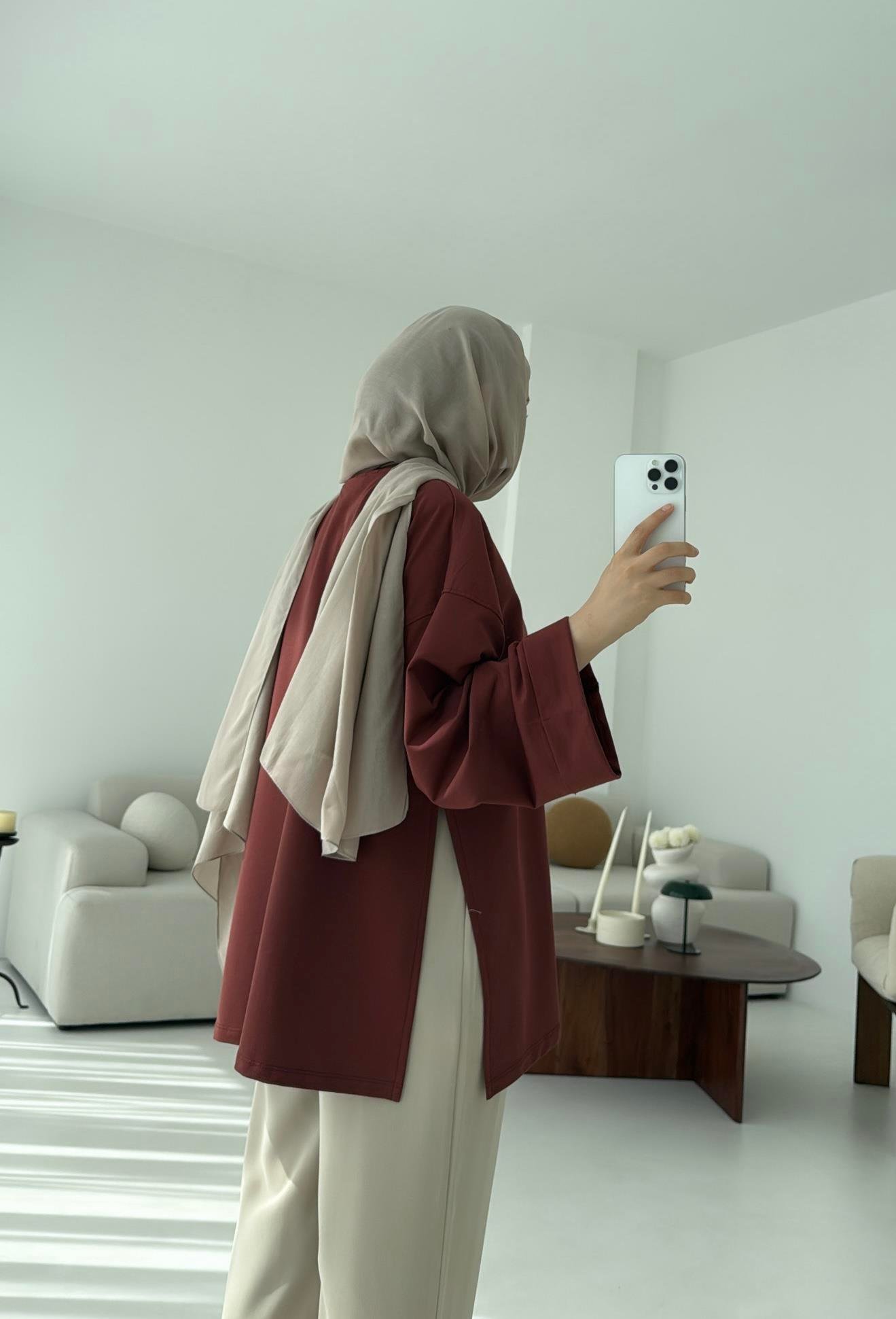 Bağlamalı Yanı Yırtmaç Detay Sweat Kiremit