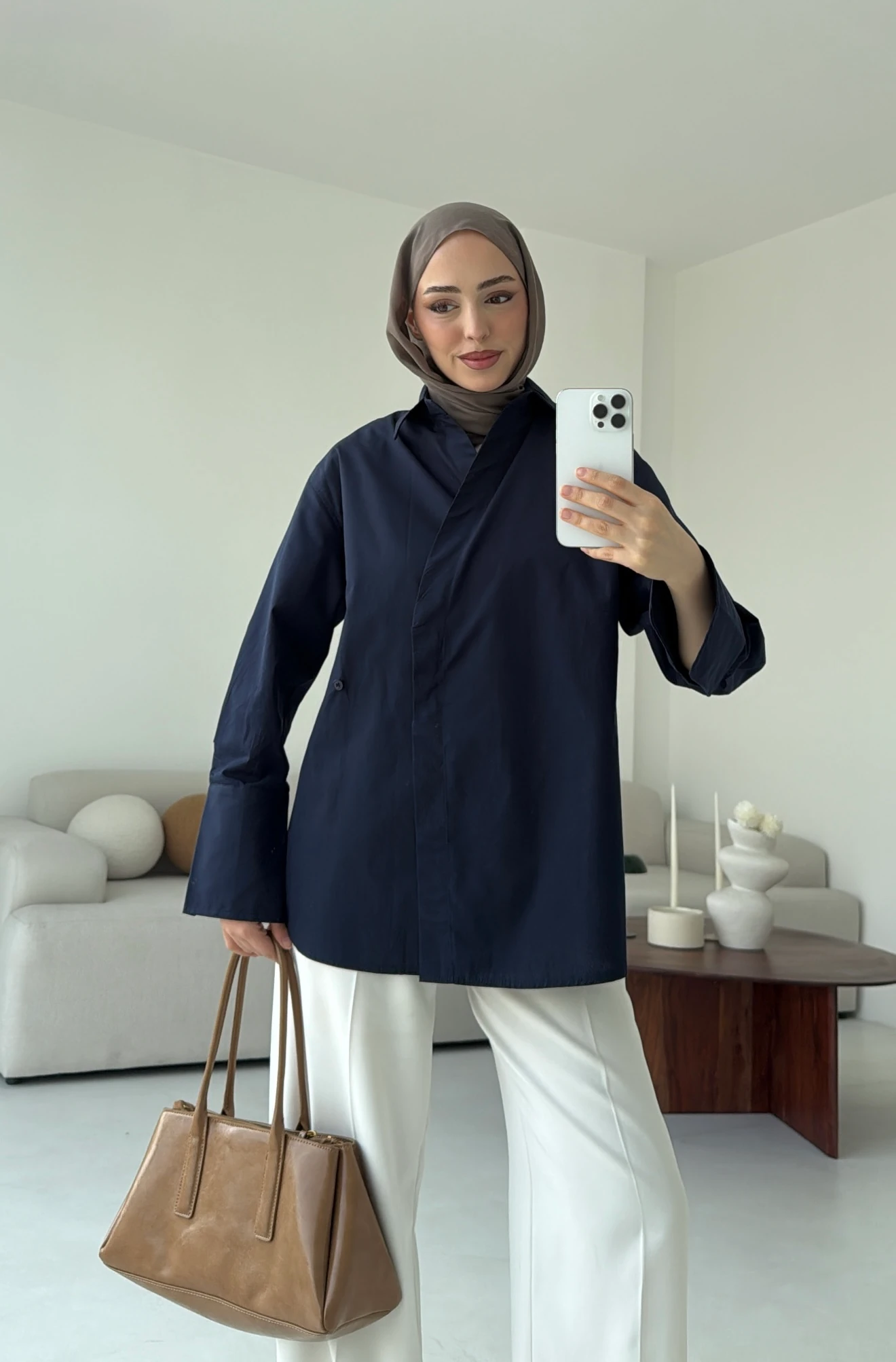 Yandan Düğmeli Gömlek Lacivert