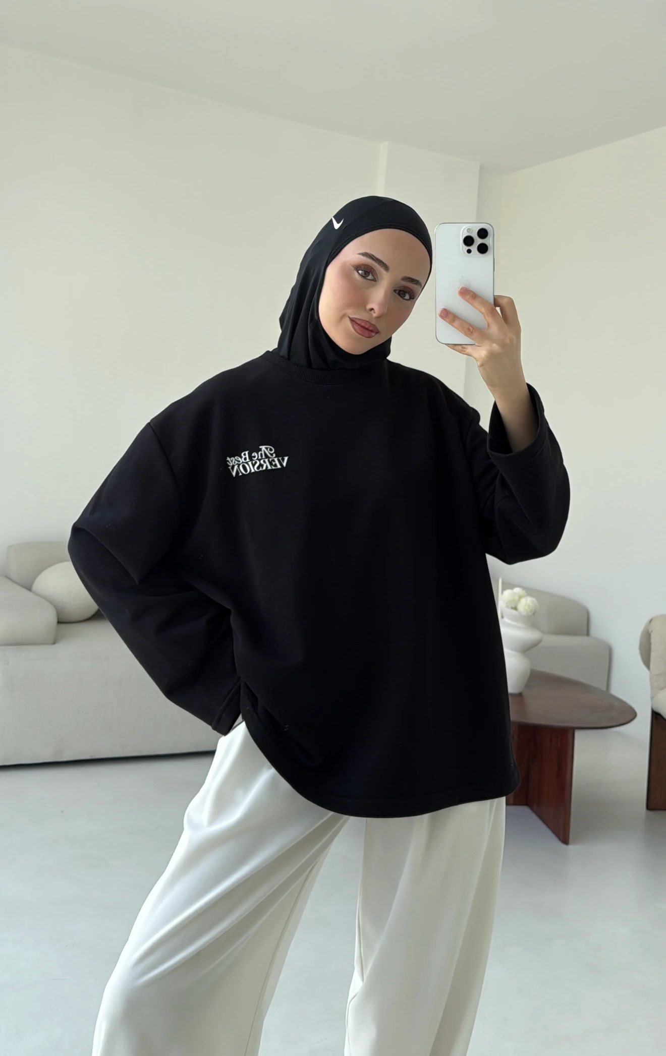 Version Baskılı Sweatshirt Siyah