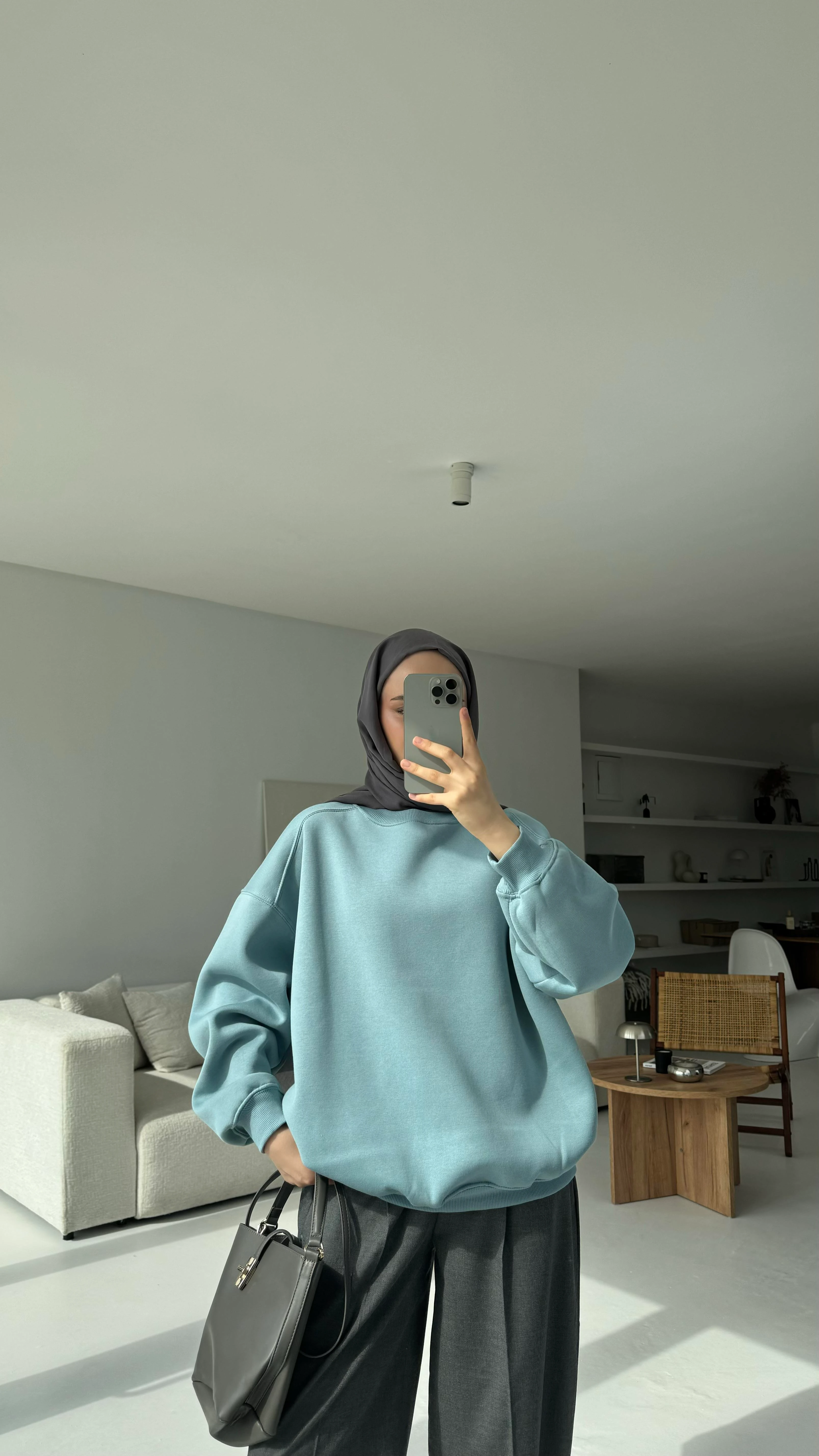 Oversize Mavi Sweatshırt