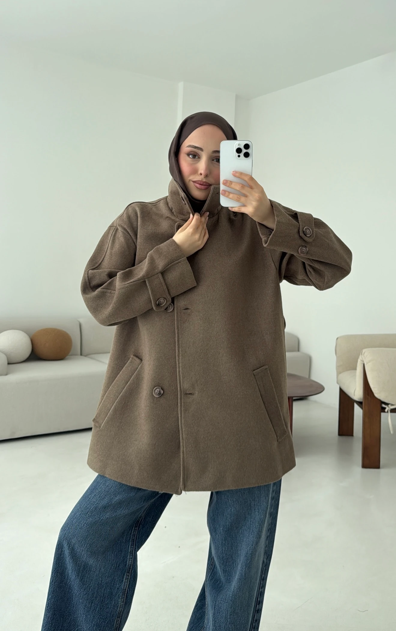 Sütlü Kahve Orta Boy Kaşe Kaban