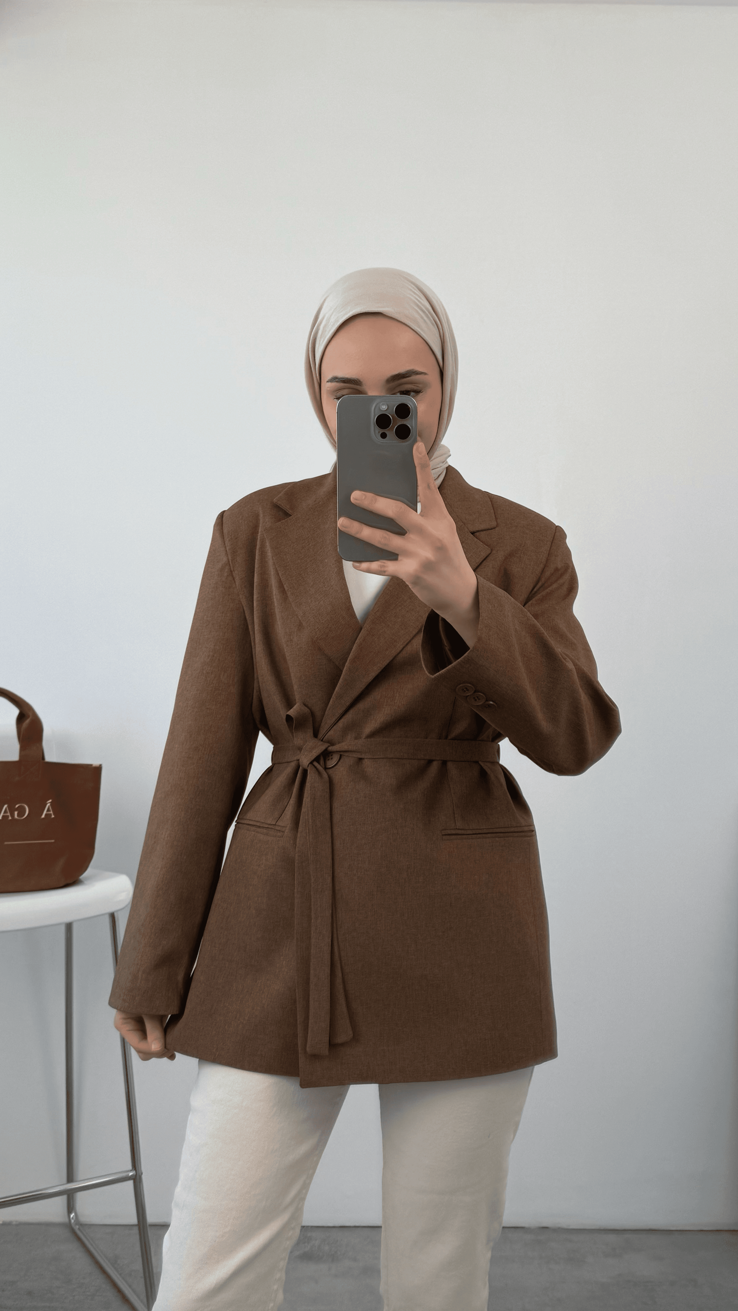 Bağlamalı Blazer Ceket Kahve
