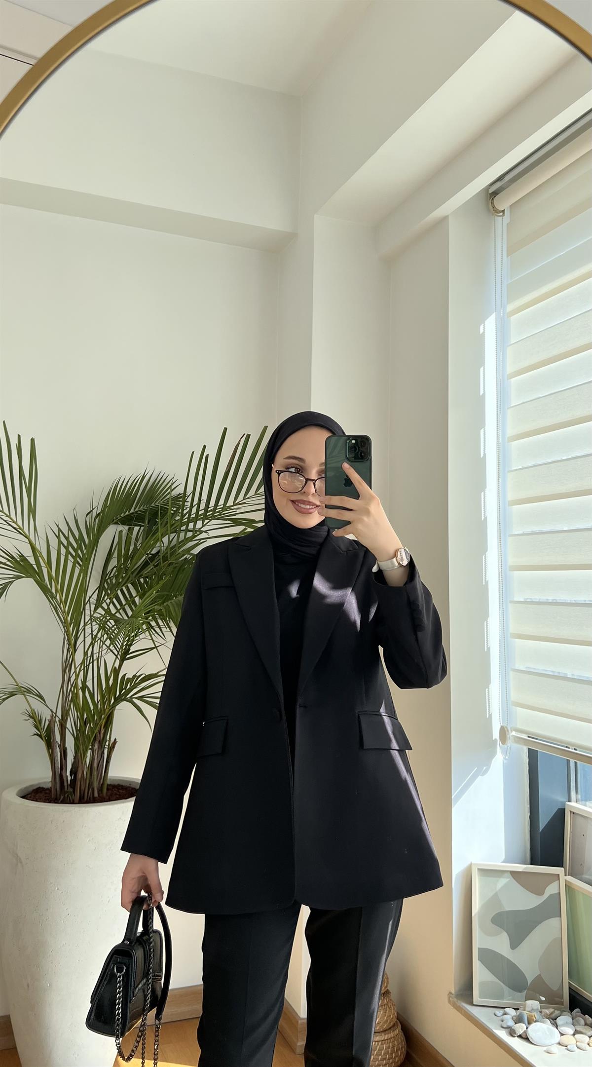 Tek Düğme Siyah Blazer