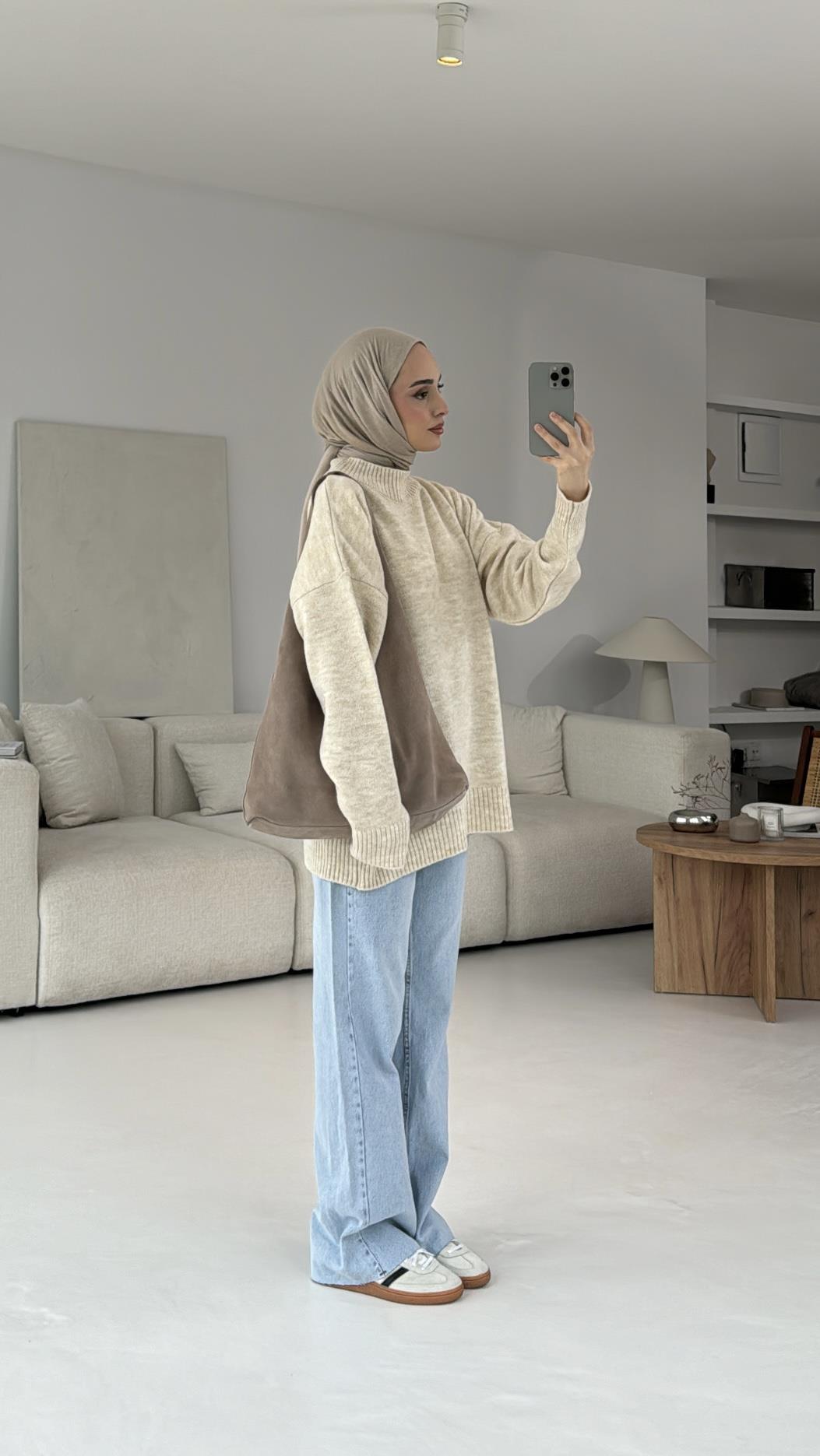 Yumuşak Triko Kazak Bej