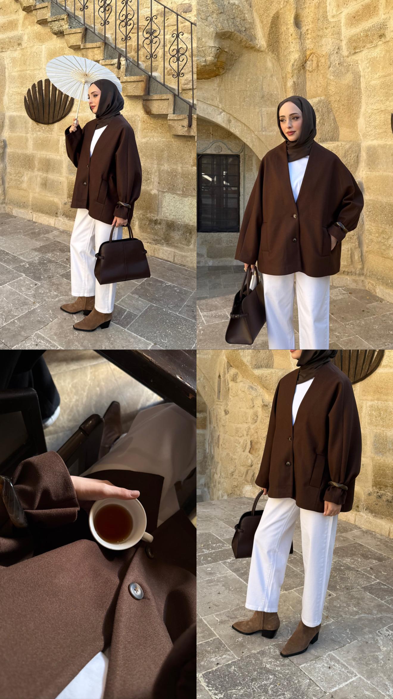 Soft Oversize Kaşe Kaban Kahve