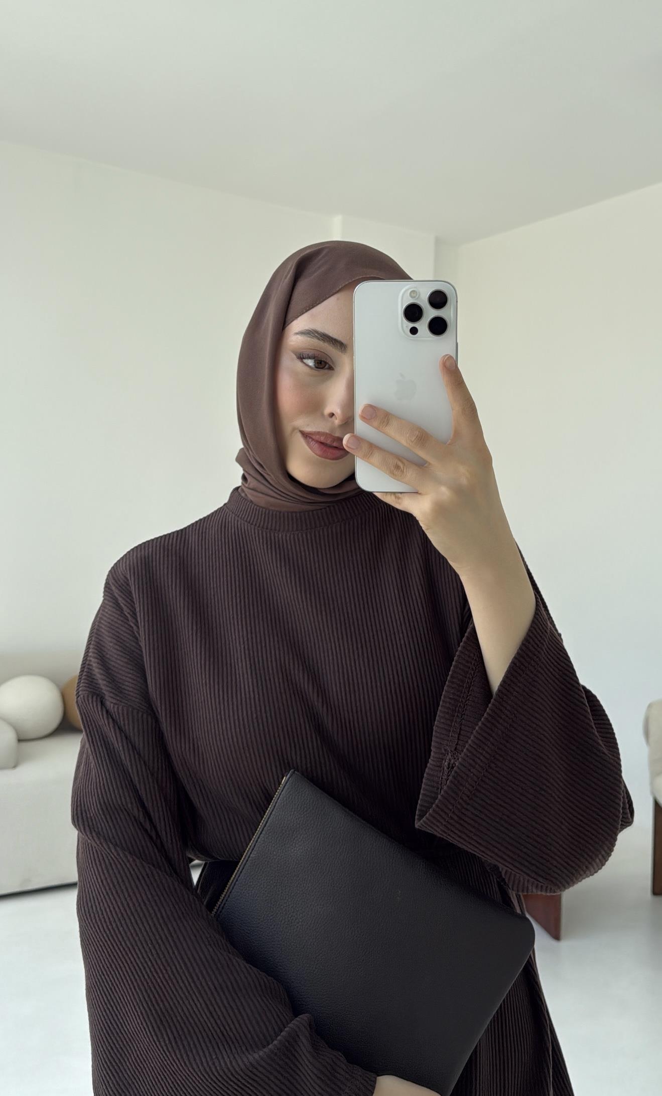 Biyeli Kaşkorse Tunik Kahve