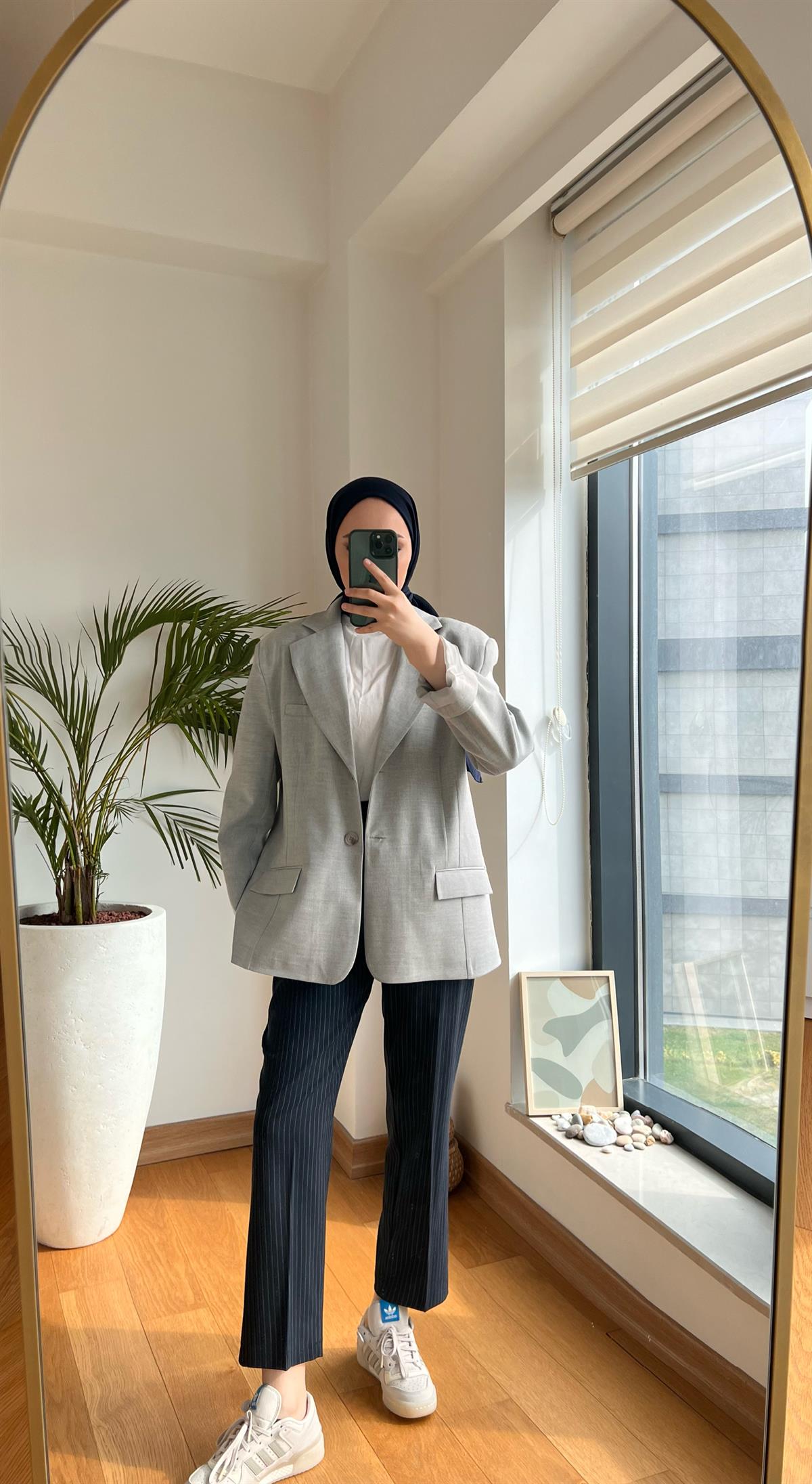 Oversize Kesim Blazer Ceket Gri