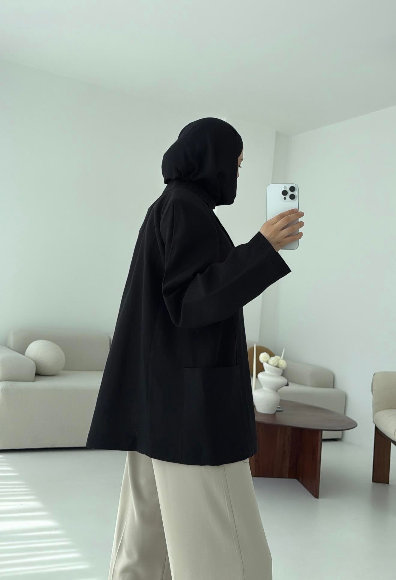 Keten Cepli Ceket Siyah