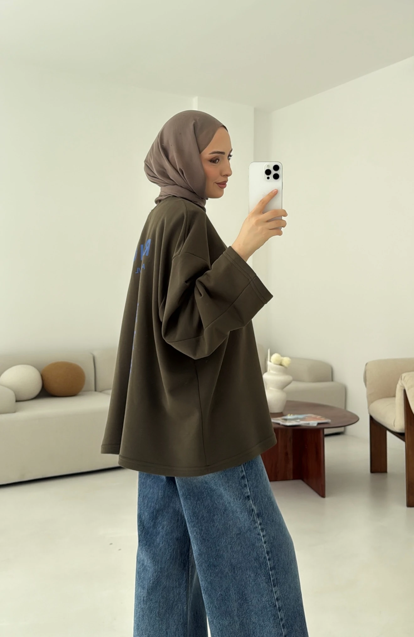 Ramen Baskılı Sweat Haki