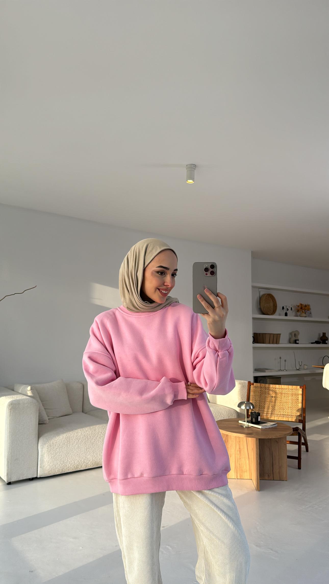 ZR Basıc Sweatshirt Pembe