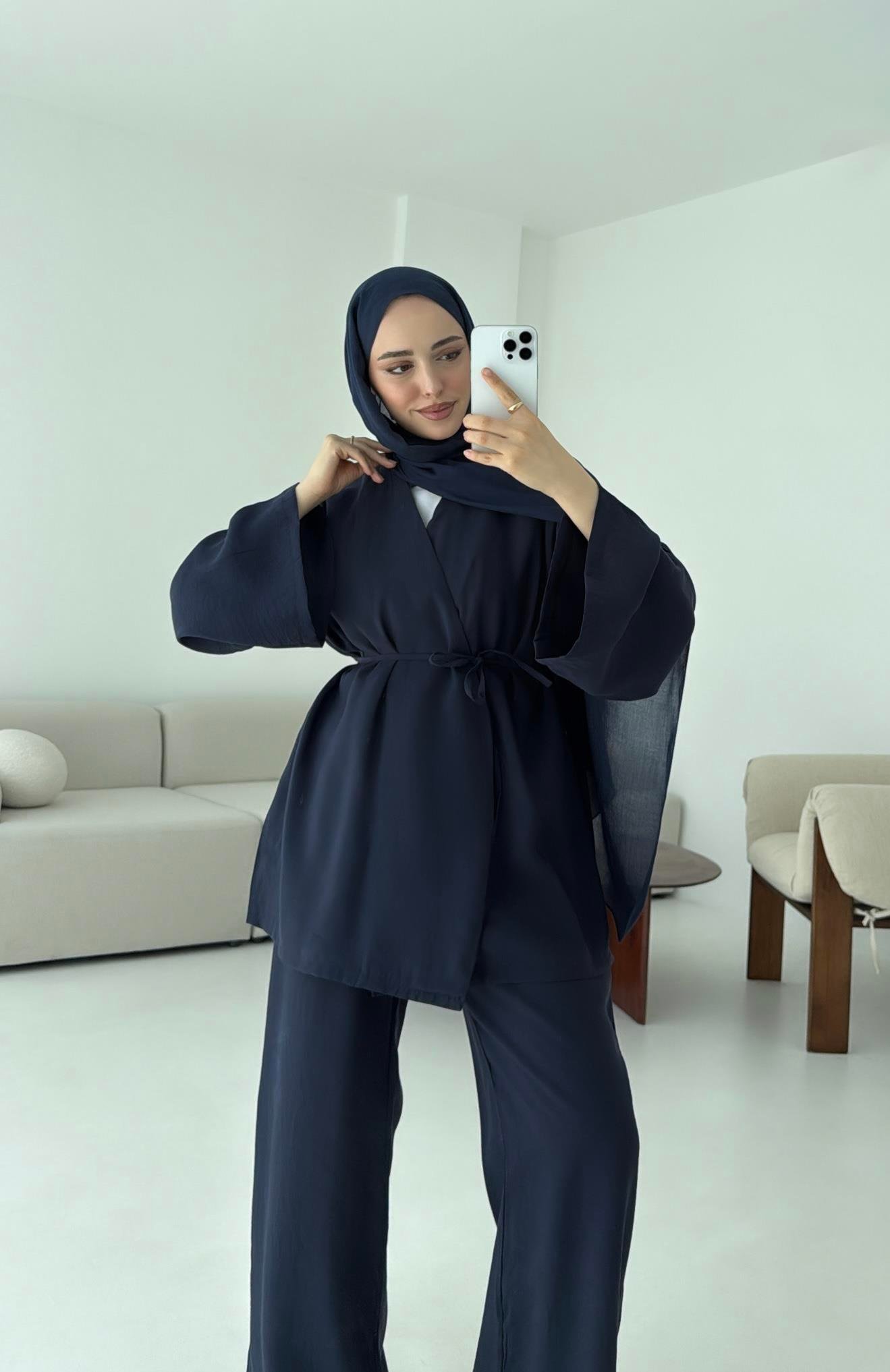 Bluz Biyeli Pantolon Takım Lacivert