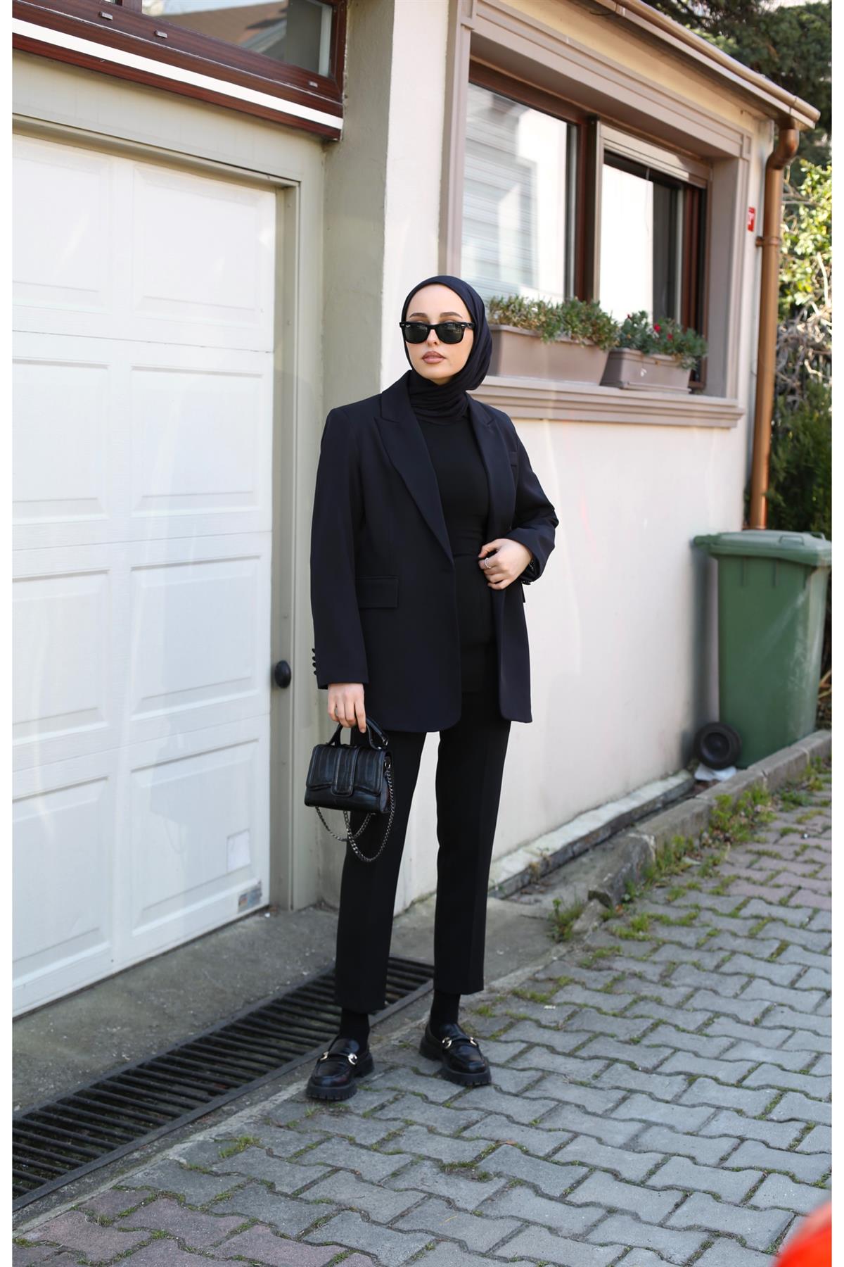 Tek Düğme Siyah Blazer