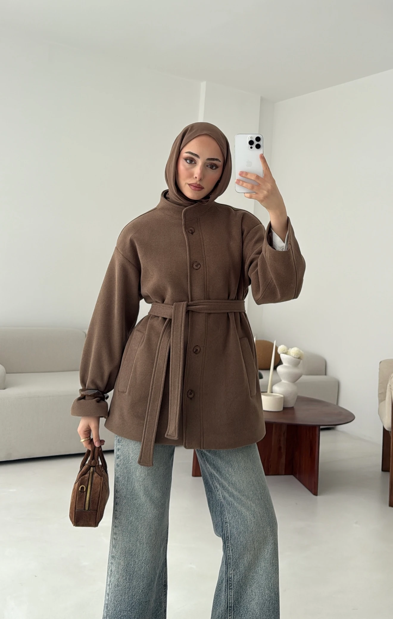 Hakim Yaka Atkılı Ceket/Kaban Camel