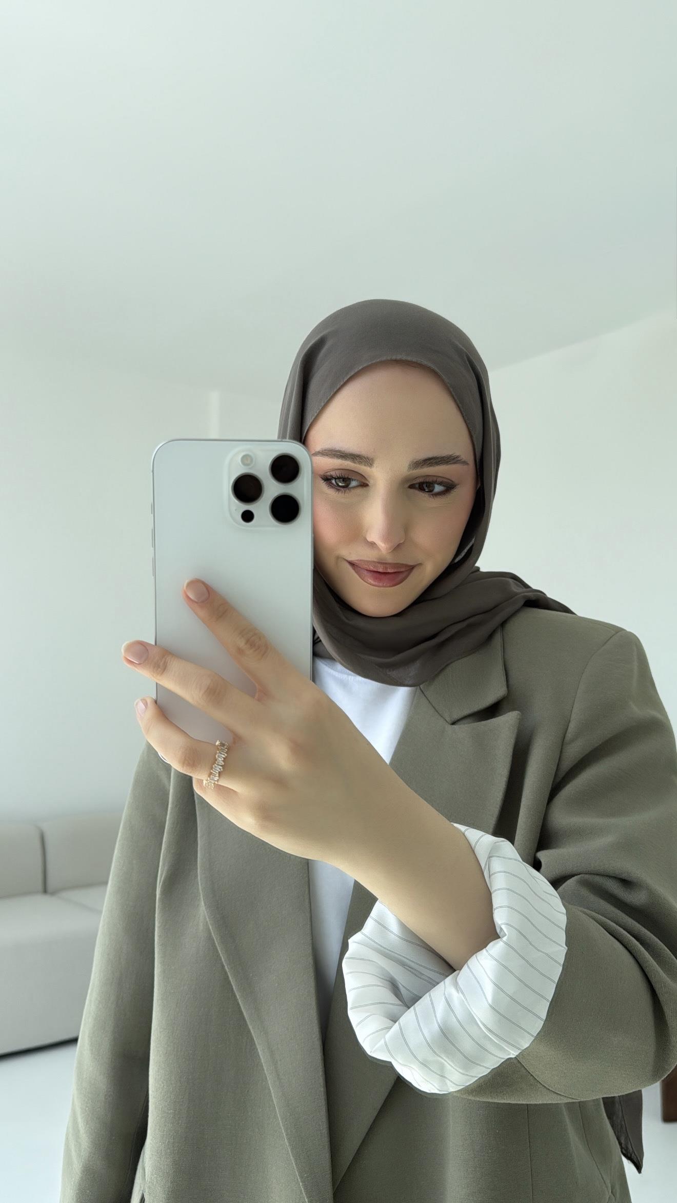 Keten Kolu Katlamalı Haki Blazer Ceket