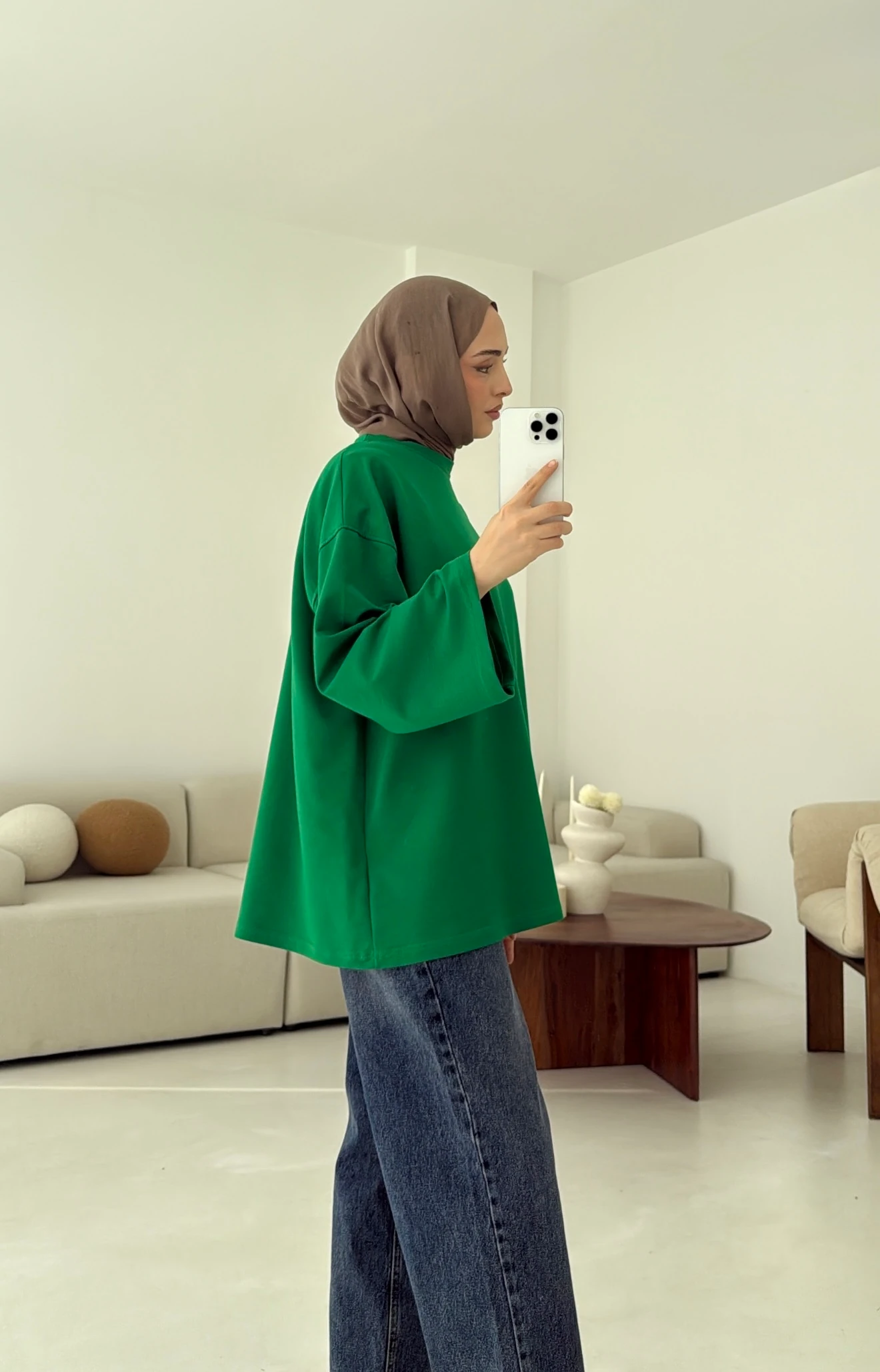 Basic İki İplik Sweat Yeşil