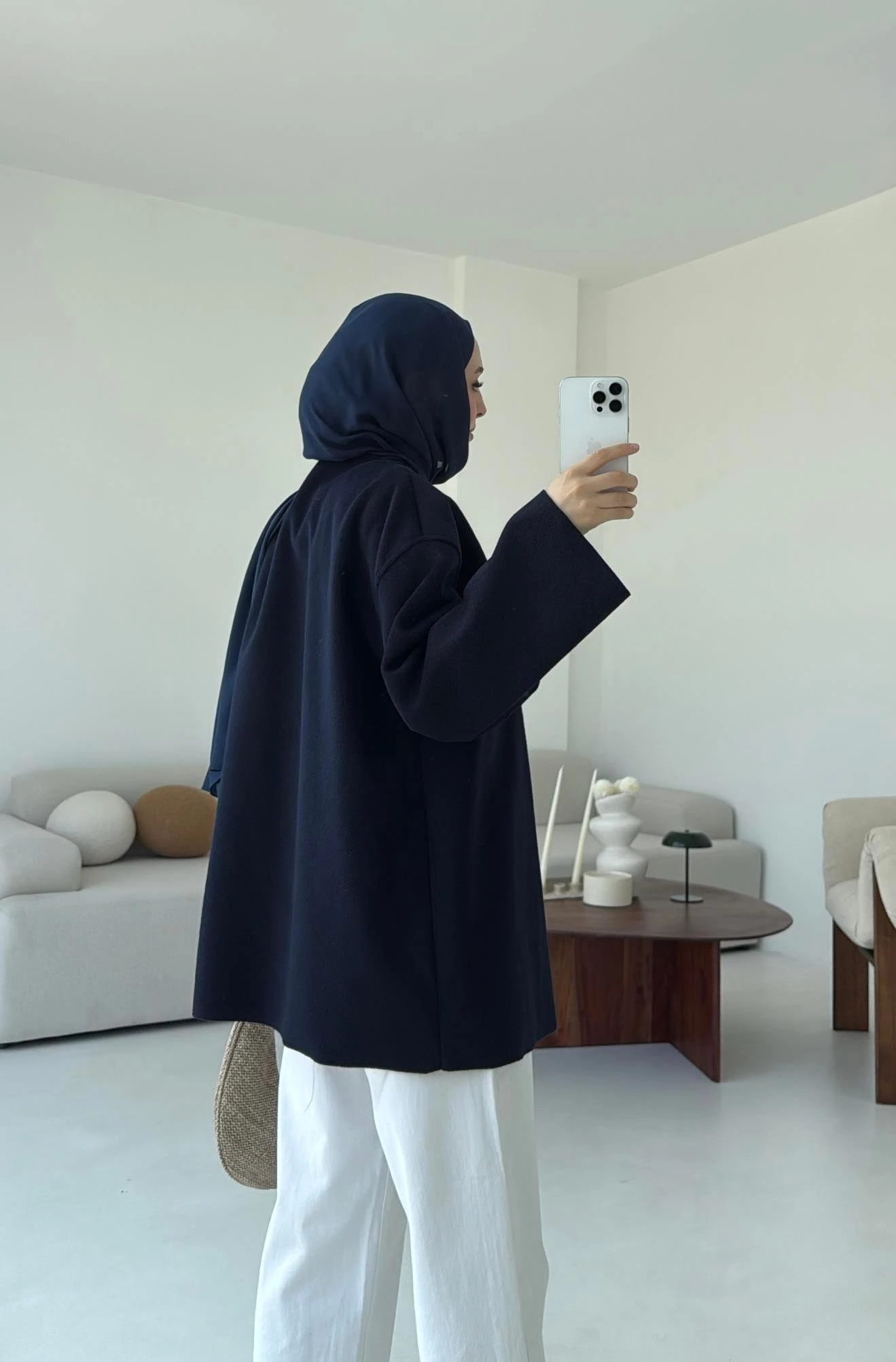 Hafif Tek Dügmeli Kaşe Ceket Lacivert